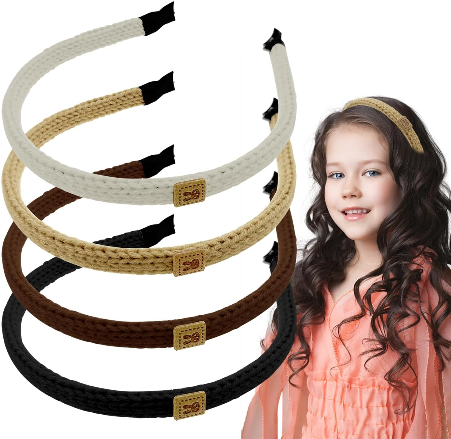 4 PCS Rabbit Braided Headband, Cloth Fabric Braid Headband, Fashion Elastic Wide Hair Band Vintage Hair Hoop Hair Accessories for Women Girls image number 5