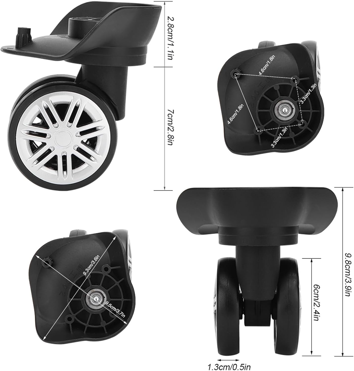 1Pair Luggage Replacement Wheels, Luggage Wheels, Outdoor Double Row Large Wheel, Durable Luggage Caster Wheels Draw Bar Box Code Case Suitcase Accessory, Luggage Travel Gear image number 1