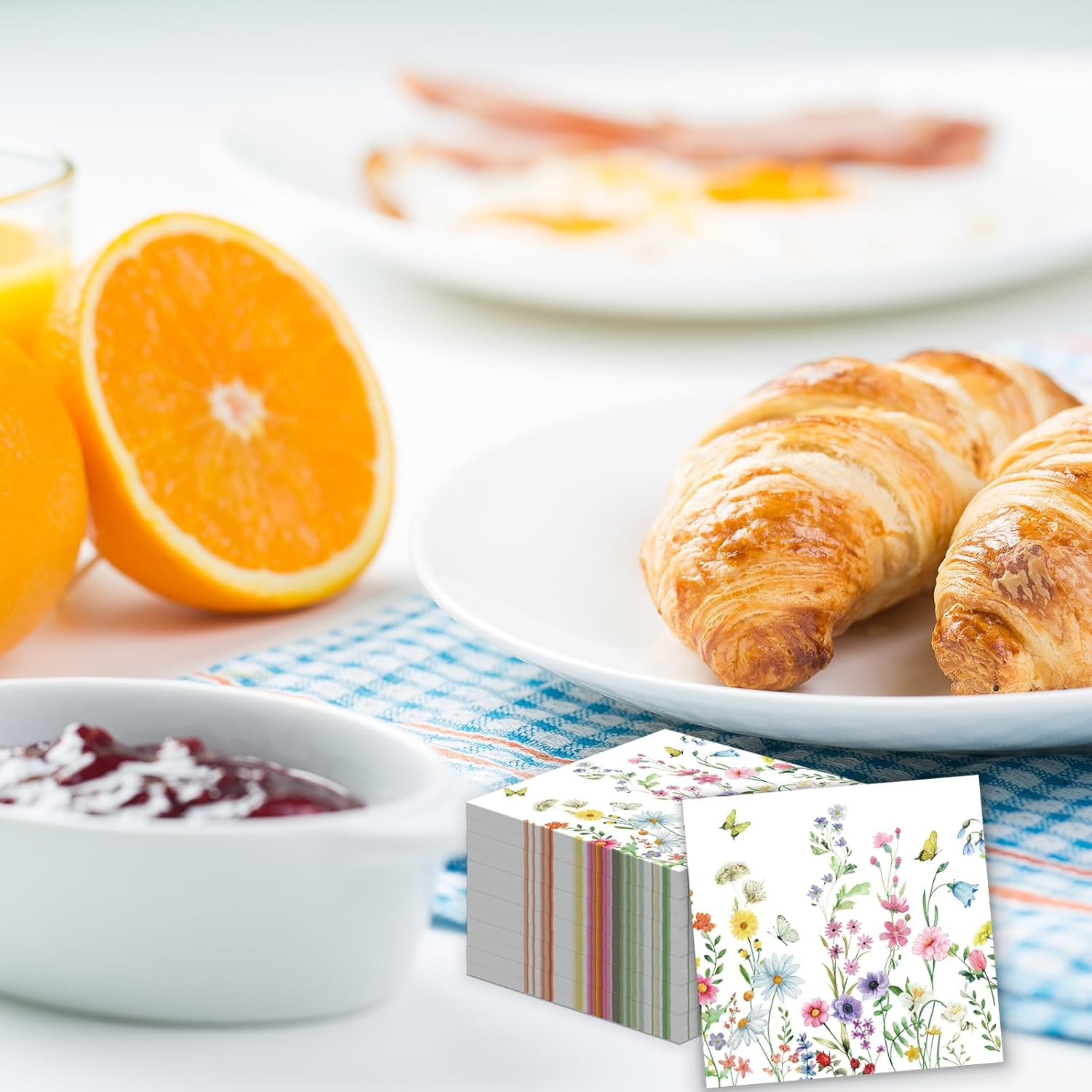 50 Pcs Wildflower Napkins 13 X 13 Inches, Floral Paper Napkins Disposable Flower Cocktail Napkins for Spring Summer Picnic Wedding Baby Shower Birthday Tea Party Decorations