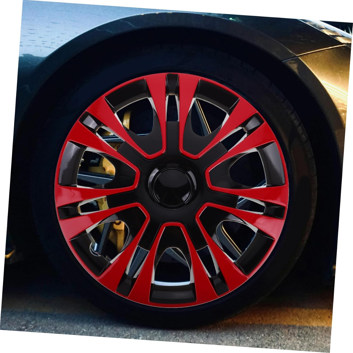 SEWOART 1Piece Wheel Cover Material Easy Installation Fit for Cars Stylish Red Auto Accessories for Enhanced Vehicle Appearance image number 2