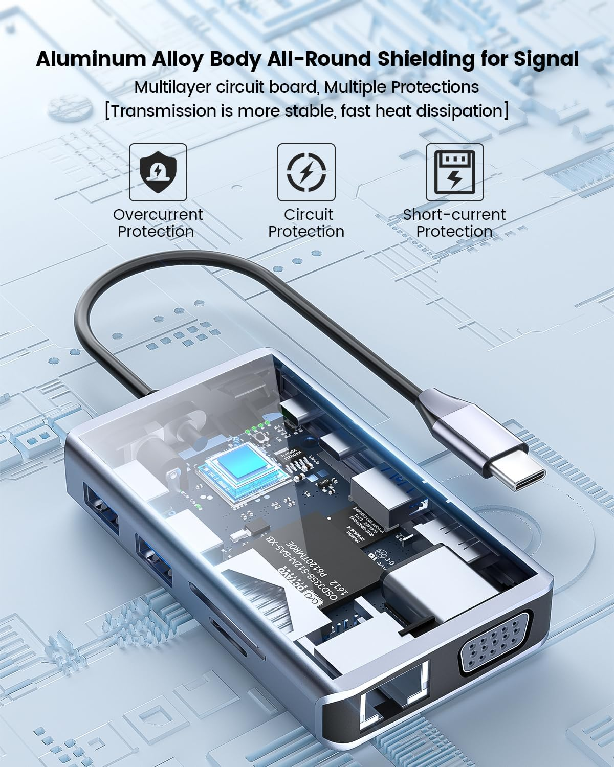 SCHITEC USB C Hub 10-In-1 Docking Station, Multiport Adapter with 4K HDMI, VGA, RJ45 Ethernet, 100W PD, USB 3.0, USB 2.0, USB C Data, SD/TF for PC, Laptop, Macbook Air, Ipad, Iphone 16/15, Galaxy S25