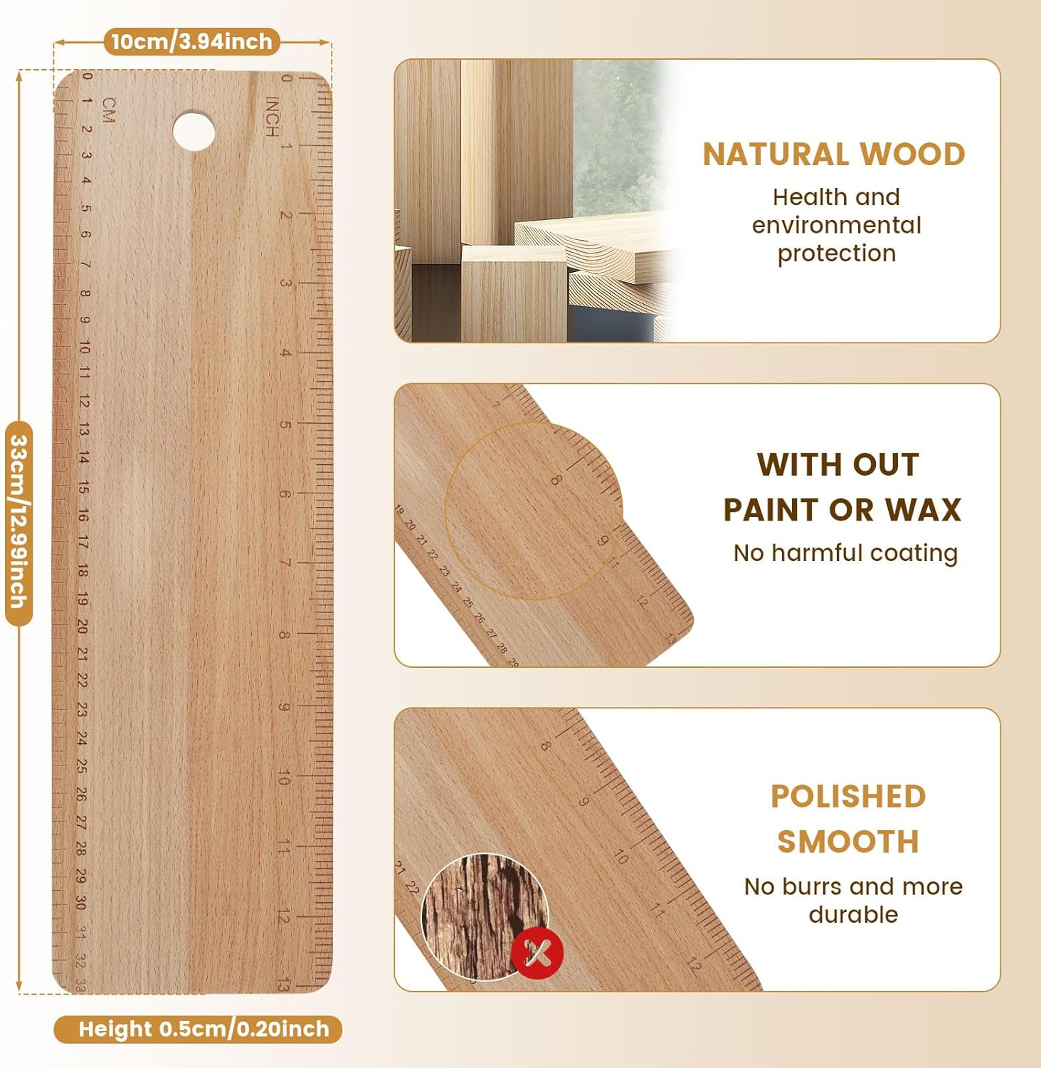 Transfer Peel, Beech Wood French Bread Flipping Board Hanging Bread Peel, 13/23 Inch Bread Flipping Board, Keep Dough in Shape Bread Flipping Board Bakeware for French Bread Baking (A) - B image number 3