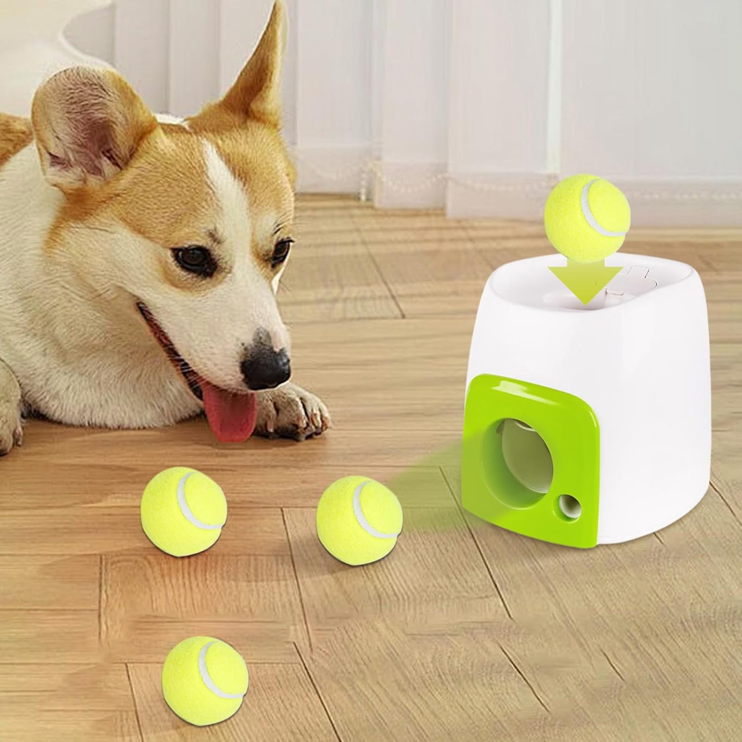 Ball Launch for Dogs, Dog Fetch Ball Thrower, Interactive Machine Puzzle Toys with Snack Dispenser for Puppy Training inside outside Outdoor Backyard image number 2