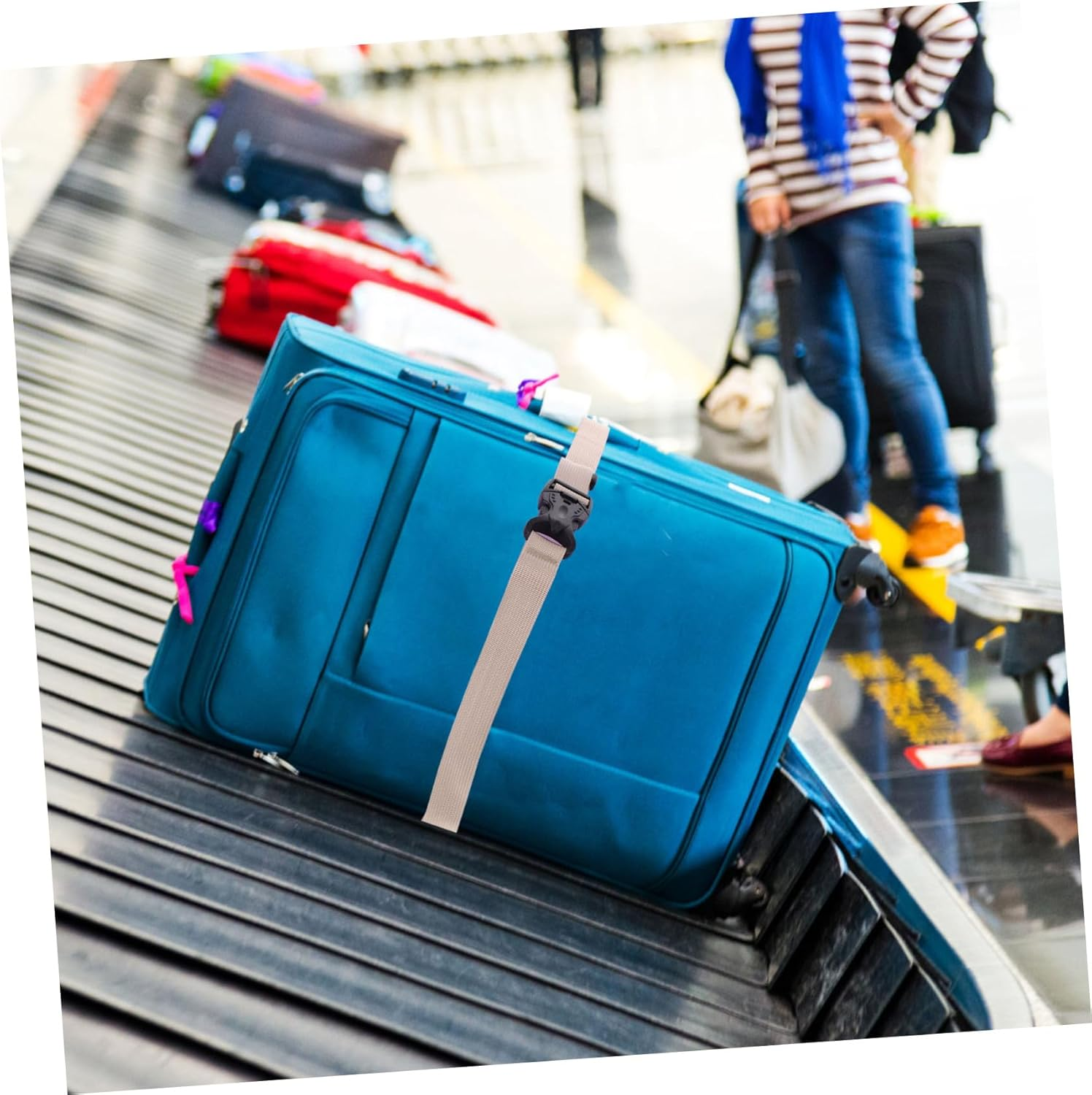 CONGARTENO Adjustable Luggage Straps Belt Double Insurance Buckle for Travel Suitcases Camping Hiking Gear Luggage Packing Strap Band for Secure Binding image number 4