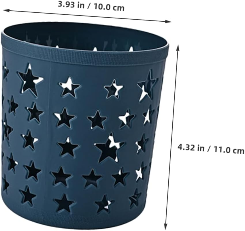 SOPOTUTU 8Pcs Cute Pencil Storage Holder and Pen Organizer Set, round Plastic Desk Containers Star Cutout Design, Multi-Color Desktop Storage for Home, Office, and Classroom Supplies image number 1