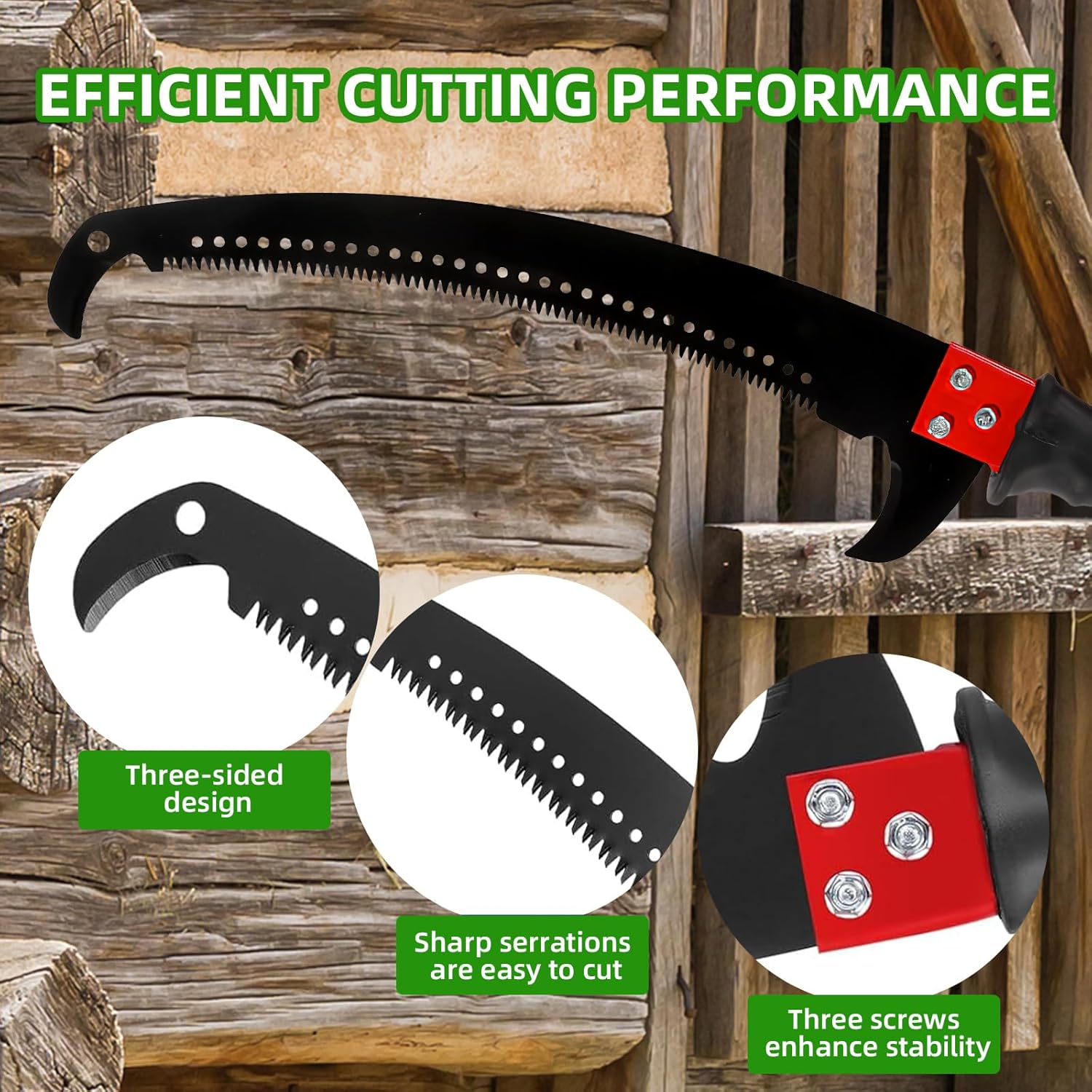 9M Manual Pole Pruner Saw for Tree Trimming, Extendable Tree Pole Pruner, Sharp Steel Blade and Scissors, High Branch Trimmer with Lightweight 9 Fiberglass Handles, for Pruning Palms and Shrubs -Green - Green image number 2