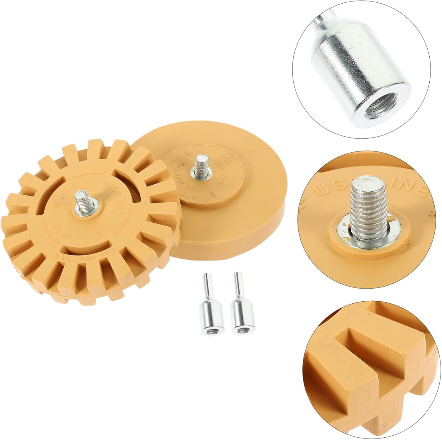 WATIIFUFU Eraser Wheel Decal Remover 2Pcs 100Mm 20Mm Rubber Sticker Remover Tool for Drill Car Adhesive Removal Automotive Detailing Supplies image number 1