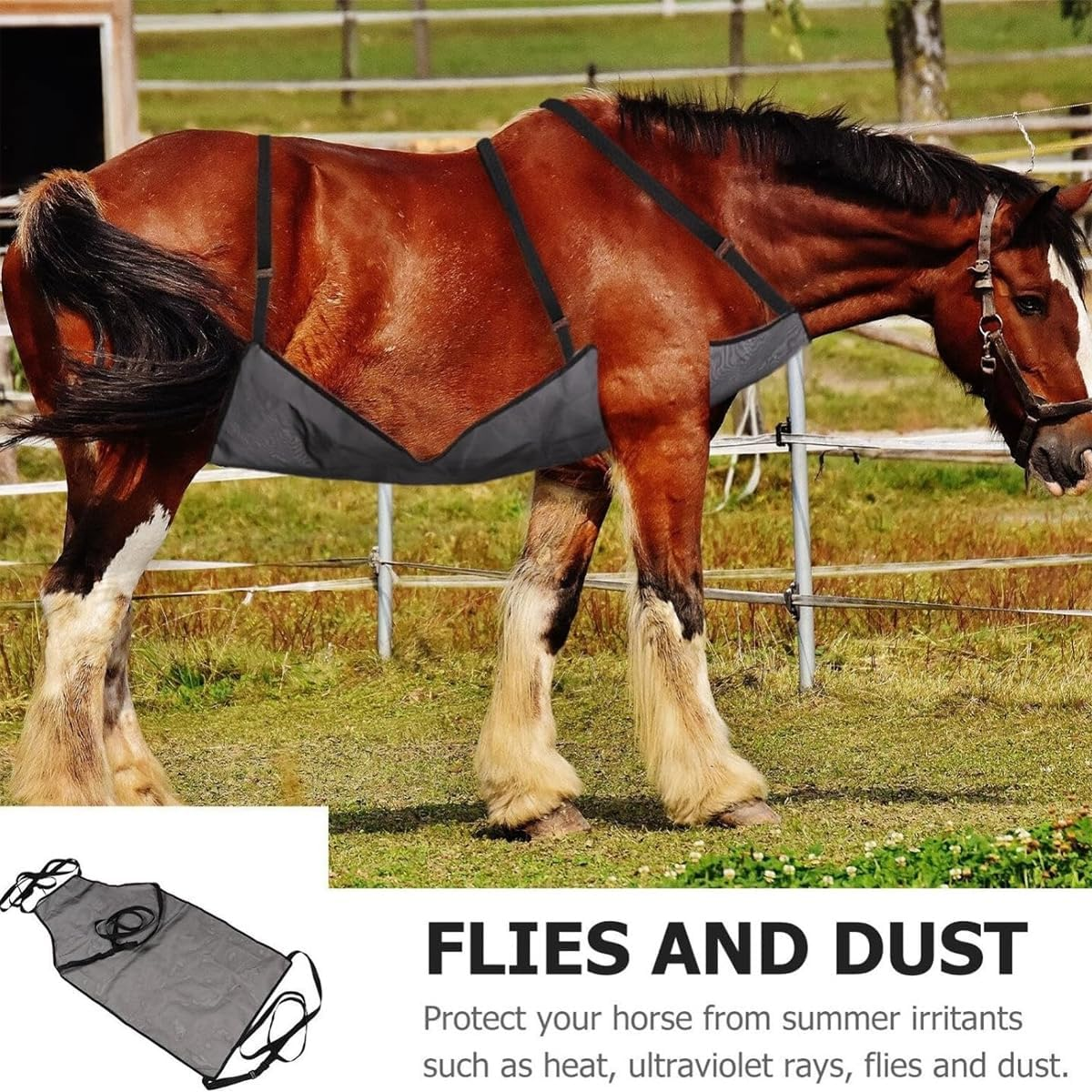 AIMALL Horse Belly Protection Cover - Fly-Proof Mosquito-Proof Anti-Scratch Net Bag for Full Belly Protection image number 6