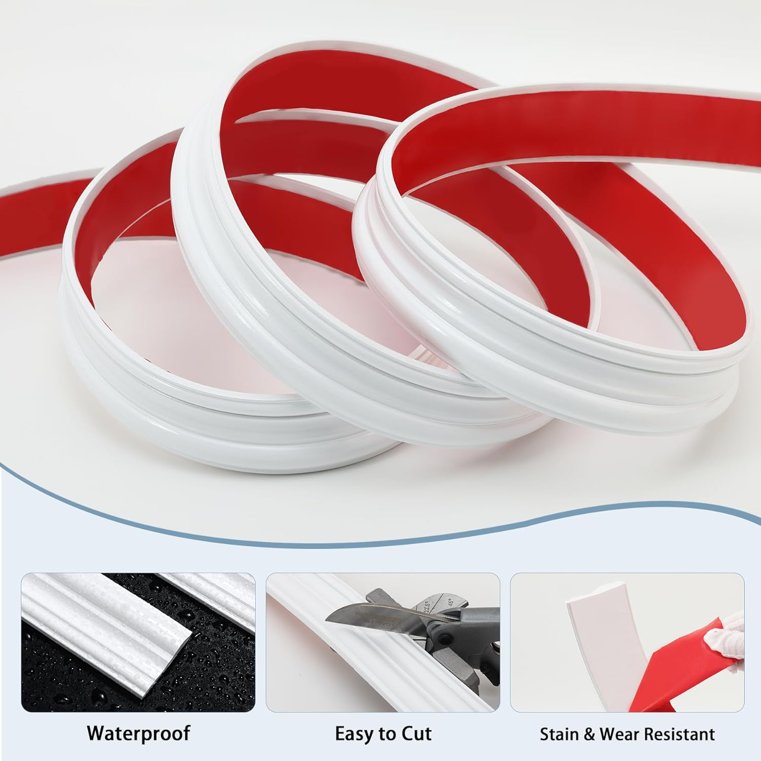 Taaizau Peel and Stick Wall Molding Trim, Flexible Strip for Mirror Frame, Chair Rail Moulding, Wall Protection and Home DIY Decoration (118'' X 0.9'') image number 1