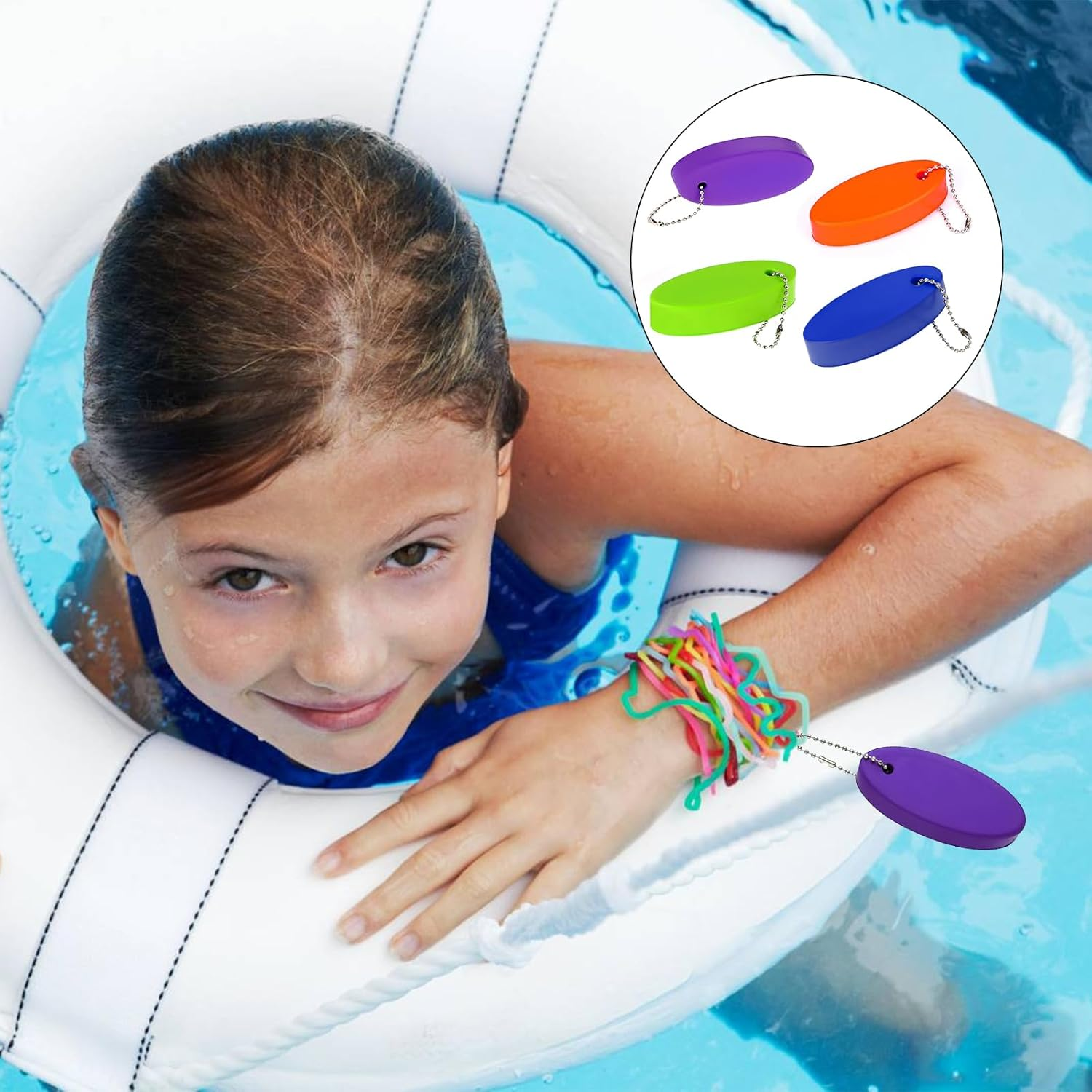 Starfa Lab 4 Pack Floating Keychain for Boat Keys Waterproof Bright Color Key Floats for Boating Fishing Surfing Kayak Sailing Outdoor Water Sports, Purple Blue Green Orange image number 1