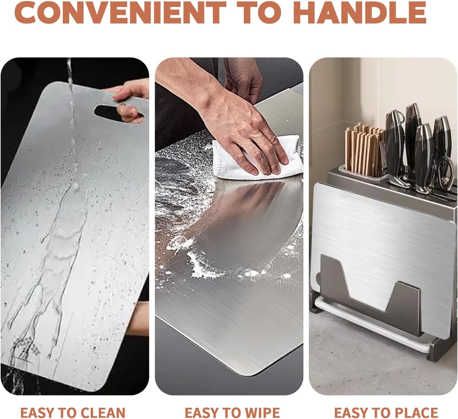 4 Pcs Titanium Cutting Board Set SUS304 Stainless Steel Cutting Board for Kitchen for Home Kitchen Cooking Meat,Vegetables,Bread Baking Board Cutting Multiple Sizes Board for Kitchen image number 1