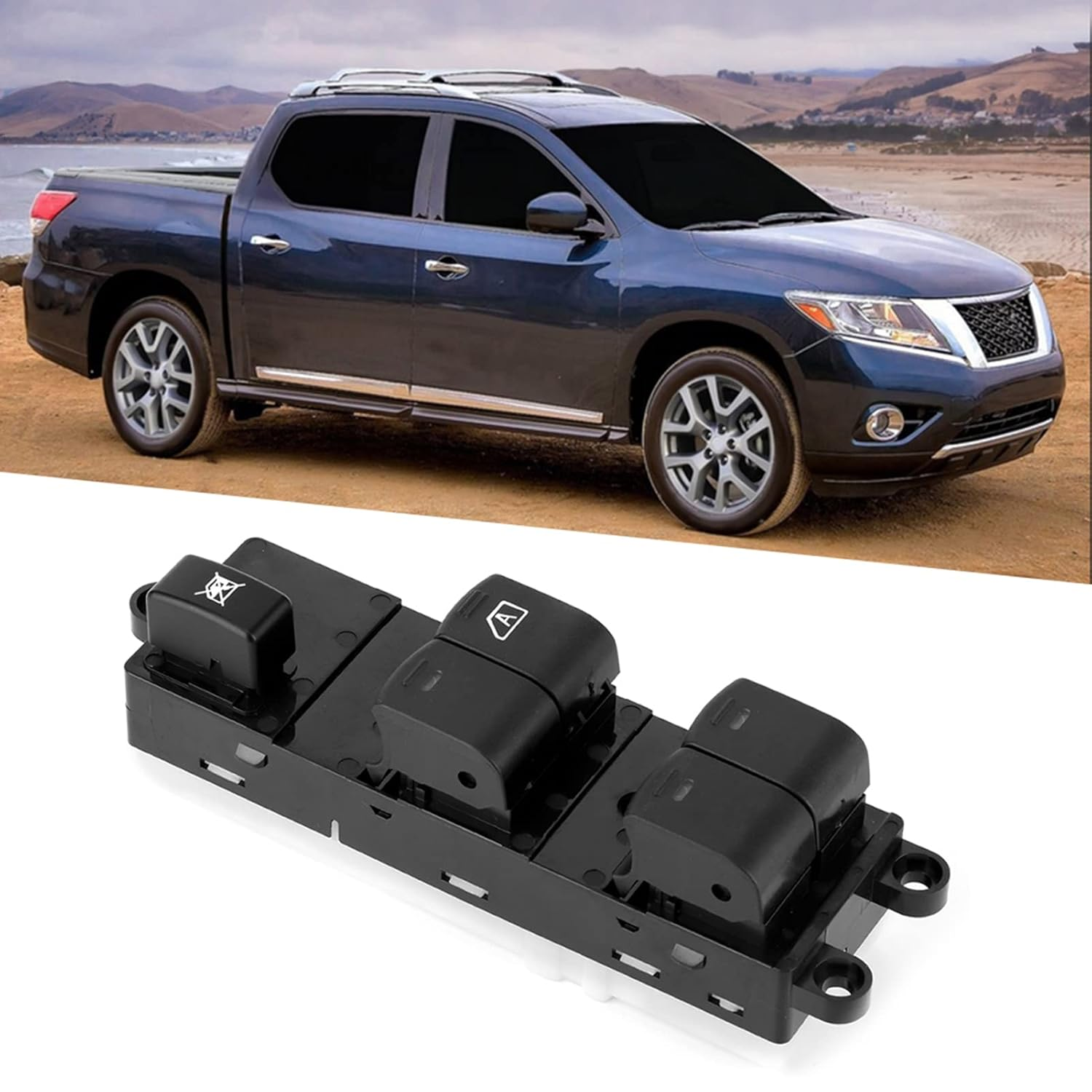 Power Window Switch, Front Right Driver Side Power Window Switch 25401-EB30B Replacement for Navara D40 / Pathfinder R51 / Qashqai J10 image number 2