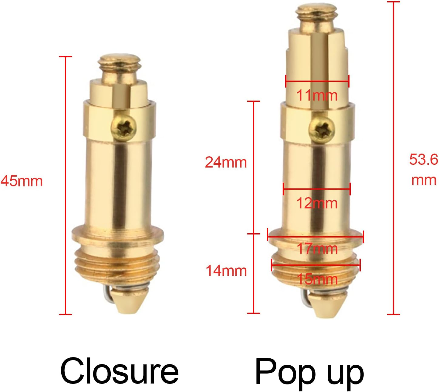 3 Pieces Pop up Drain Valve, Brass Screw for Sink Pop-Up Drain, Spring Bolts for Pop up Drain Set, Replacement Mechanisms for Use with Most Sink Drain Plugs image number 5