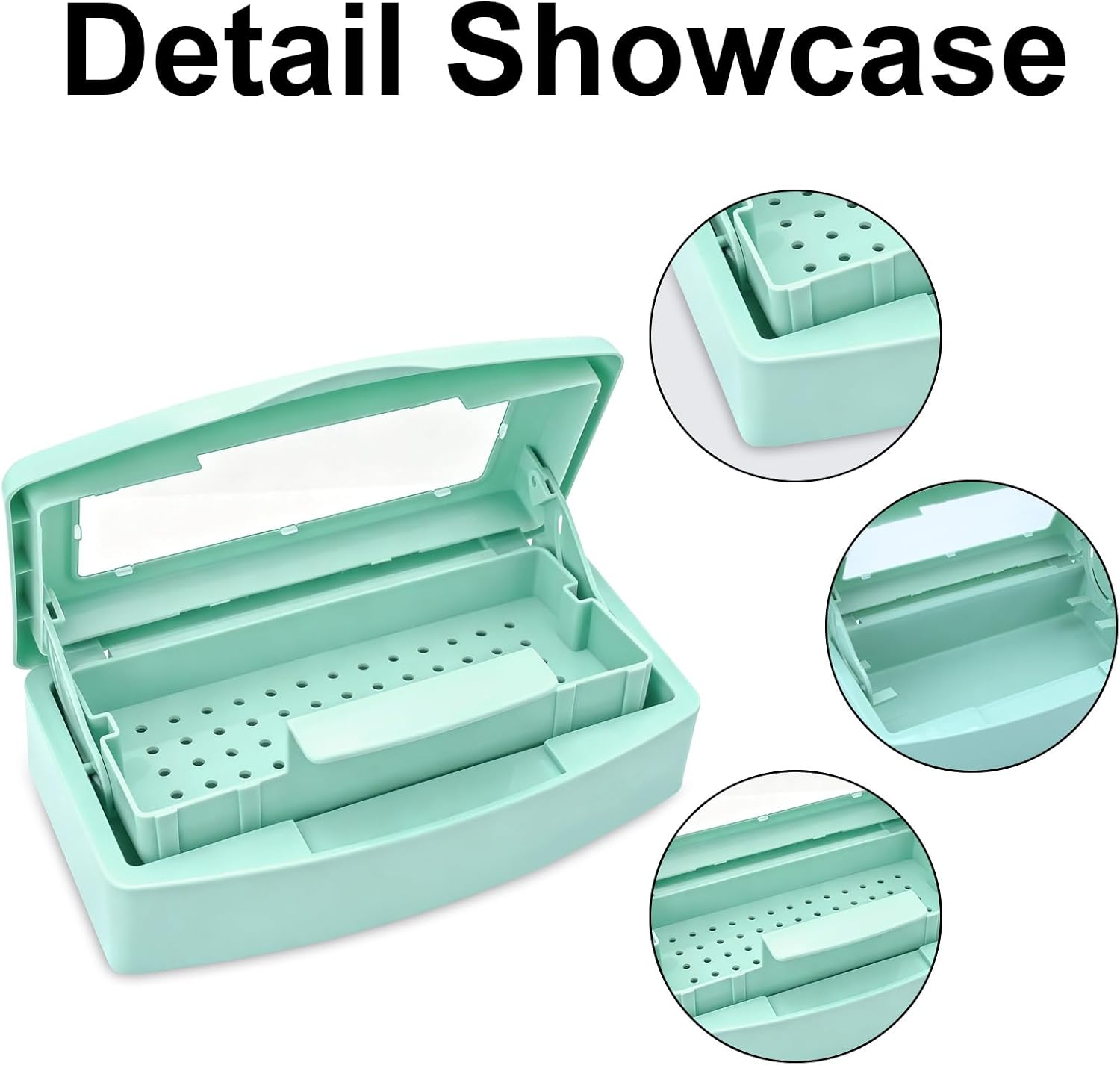 ZHIYUQL Disinfectant Tray, Nail Tool Steriliser Box with Removable Strainer and Lid, Sterilisation Box, Instrument Tray, for Beauty Salon, Manicure, Hair Tools, Cleaning Items (Blue) - Black image number 4