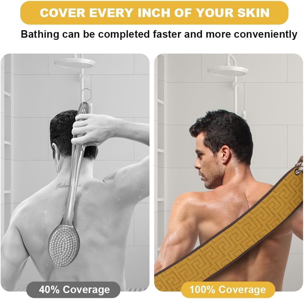AYBUY Back Scrubber, Exfoliating Back Scrubber for Shower, Remove Dead Skin Body Scrub, Back Washing Aid for Ginger Yellow - Ginger Yellow image number 2