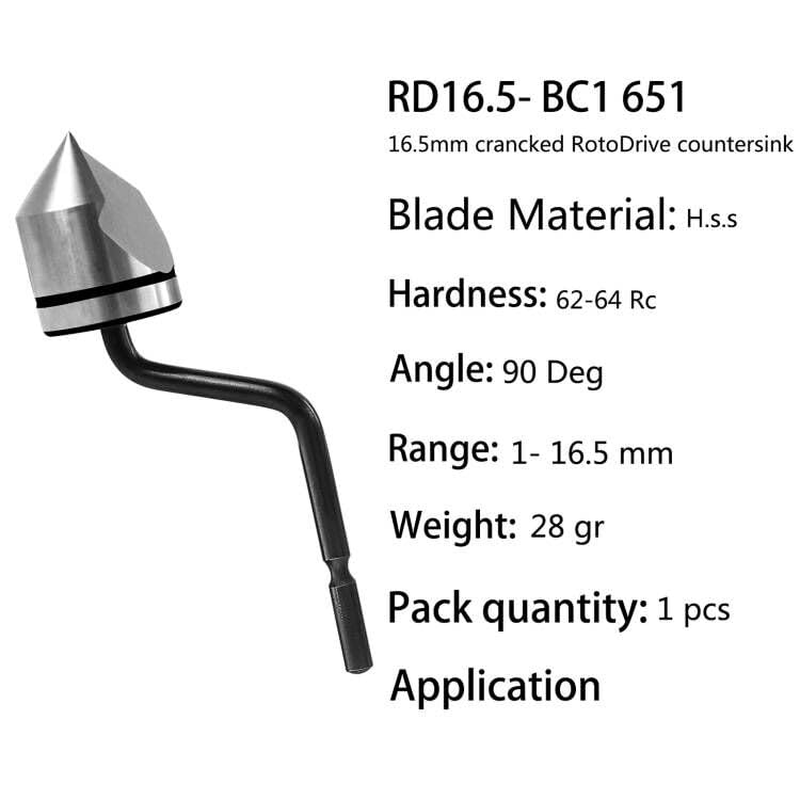 Deburring Countersink Tool Set, Askwhy RD16.5-BC1651 Countersink Hand Reamer, Great Burr Remover Hand Tool for Wood, Plastic, Aluminum, Copper and Steel - Blue image number 7