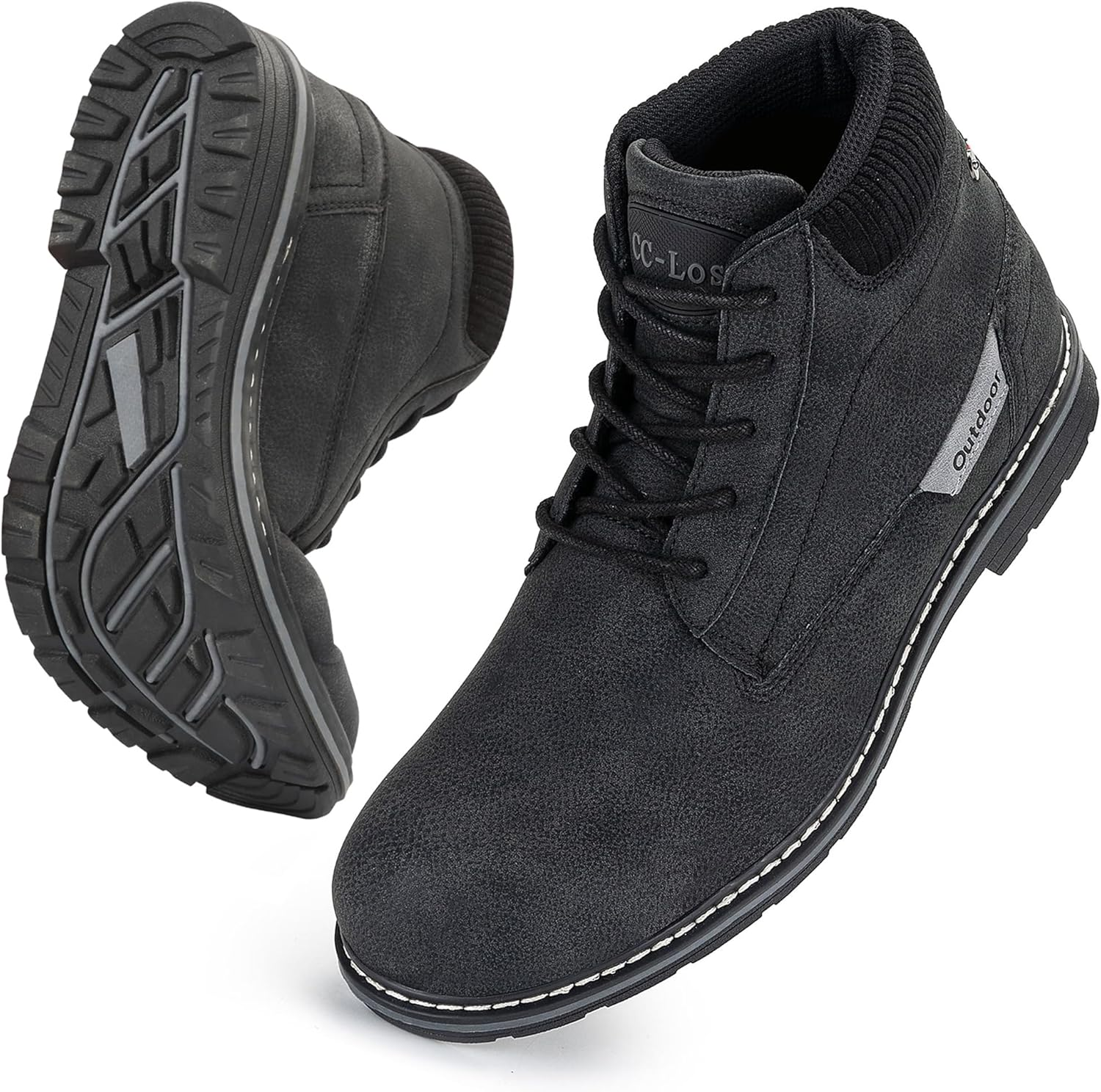 Cc-Los Men'S Hiking Boots Casual Chukka Boots Water-Resistant Work Ankle Boots for Men Size 8-14