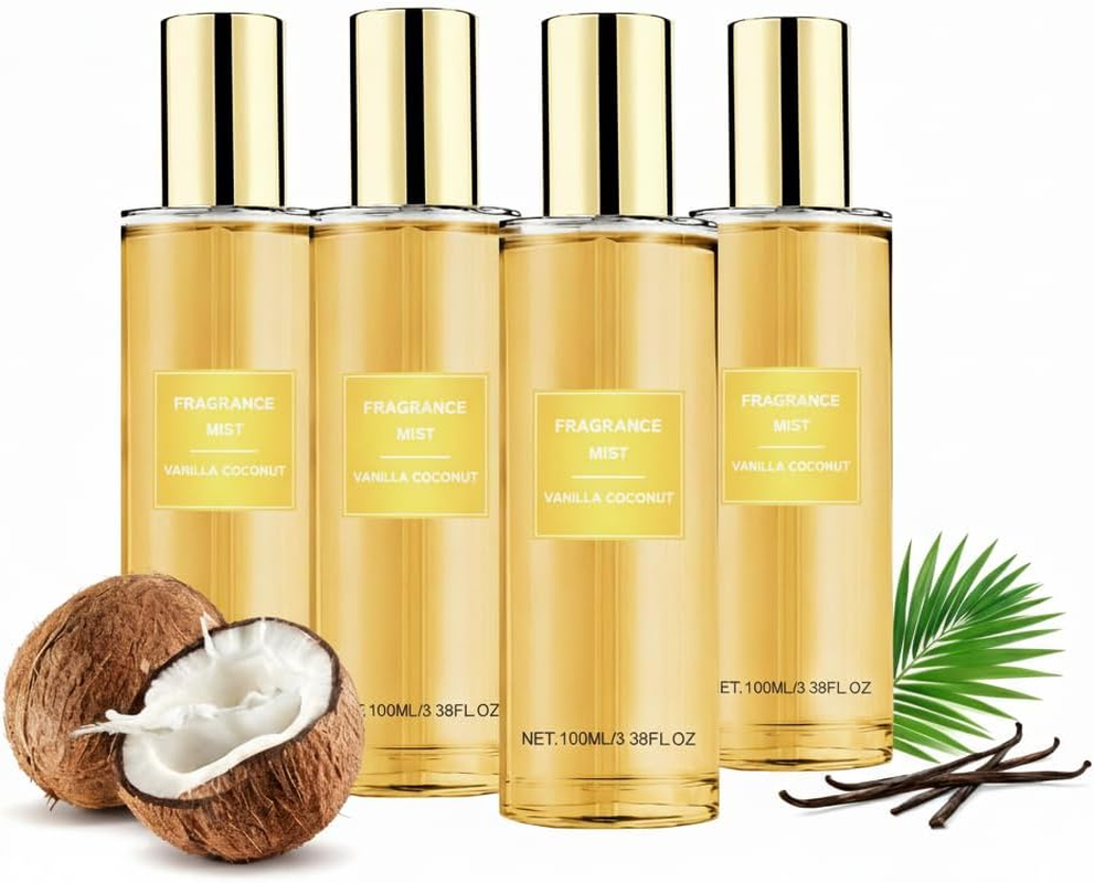Coconut Vanilla Fragrance Oil, Womens Perfume Fragrance Body Mist & Sprays, Coconut Scented Body Spray &ndash; Mist for Daily Refresh, Warm Vanilla Unisex, Relax Your Mind, Cozy Luxury Scented Gift (2PCS)