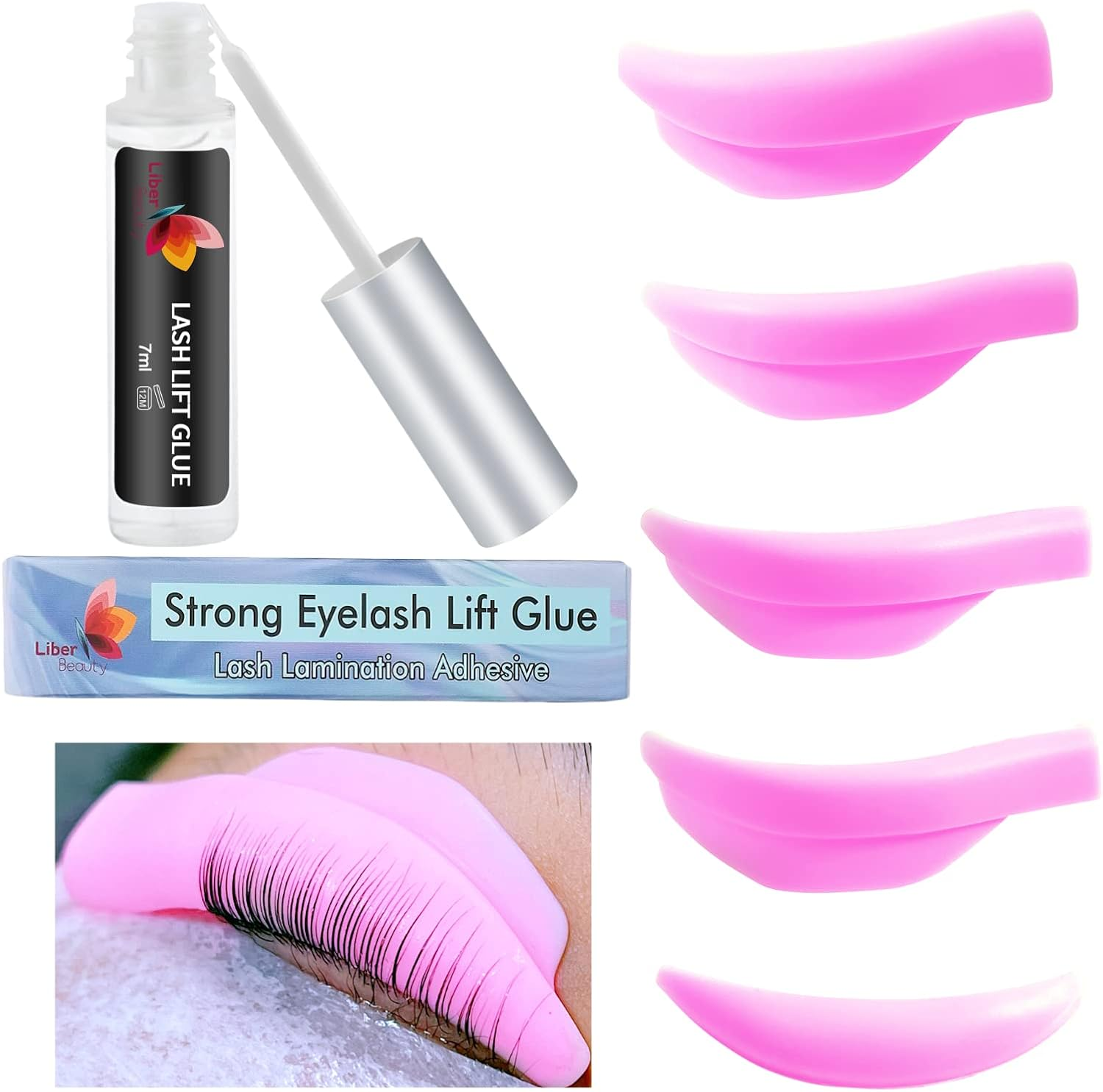 Eyelash Perm Pads Lash Lift Rods Eyelash Perm Silicone Pads 5 Sizes Reusable Soft Lash Lift Pads Shield for Different Length Eyelashes Perfect Lifting (Pale Yellow)