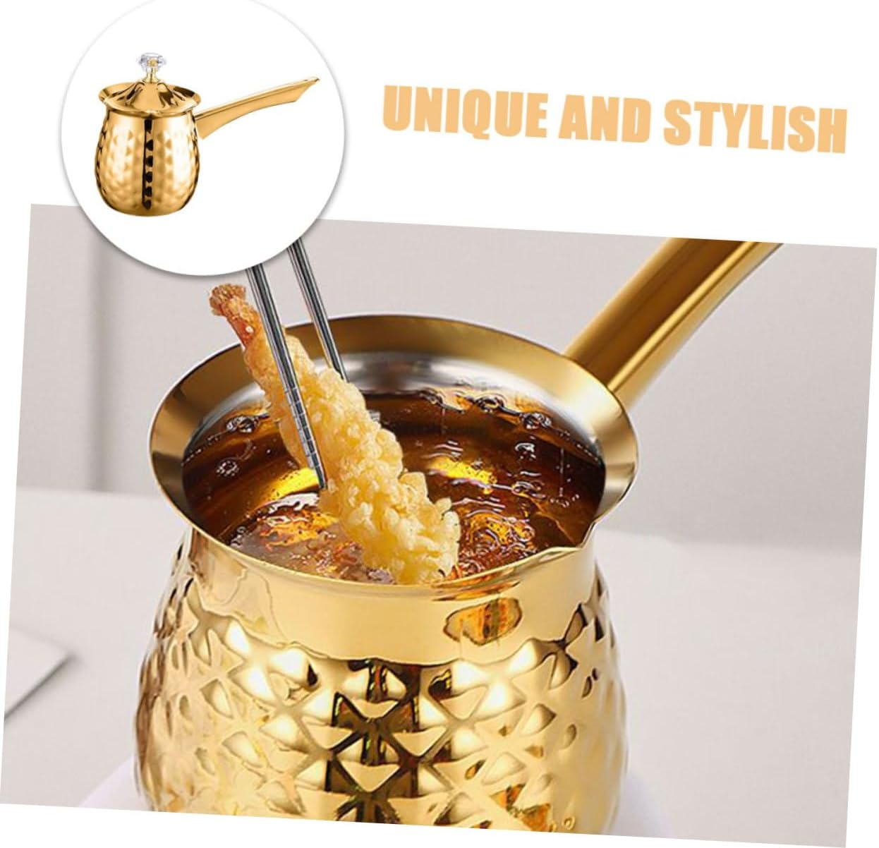 BATHVEVE Turkish Coffee Pot Vintage Metal Cezve Coffee Brewer 600Ml Gold Plated for Stovetop and Turkish Tea Brewing image number 5