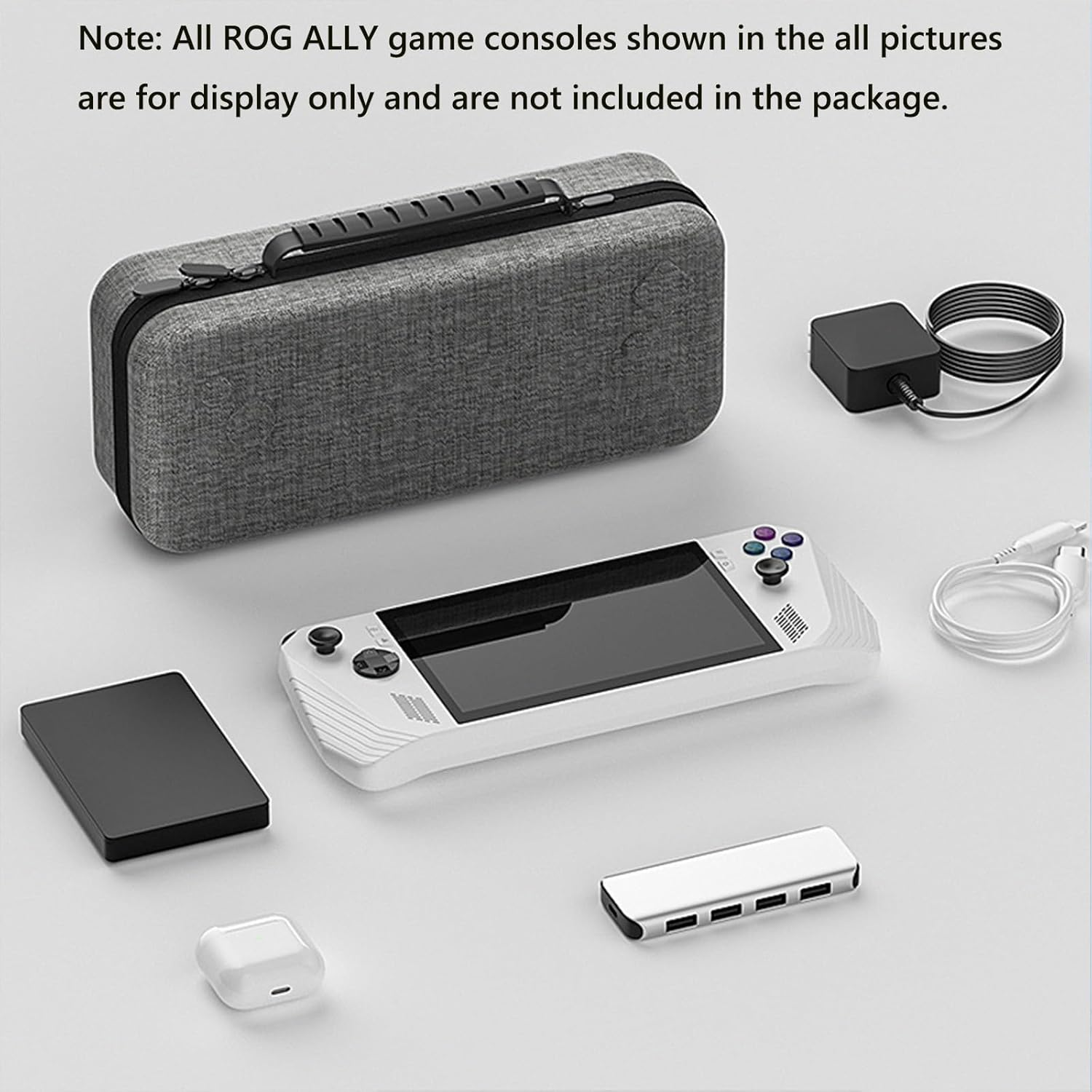 Carry Case Compatible with ASUS ROG Ally X/ROG Ally, Built-In Charger Storage & Slots, Portable Gaming Handheld Hard Case Protective Cover with Soft Inner Linner, Large Capacity Shockproof Bag (Black) - Black image number 5