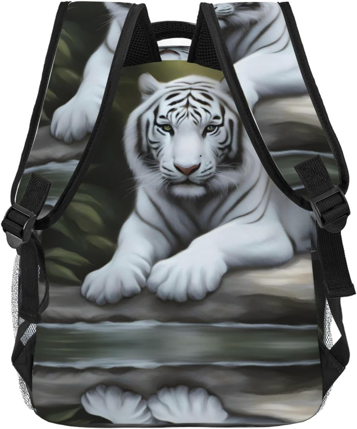 SSIULUS White Tiger Print Versatile Daypack Laptop Backpack &Acirc;&euro;&ldquo; Stylish Casual Travel Bag for All Your Needs, Black, One Size, Daypack Backpacks image number 3