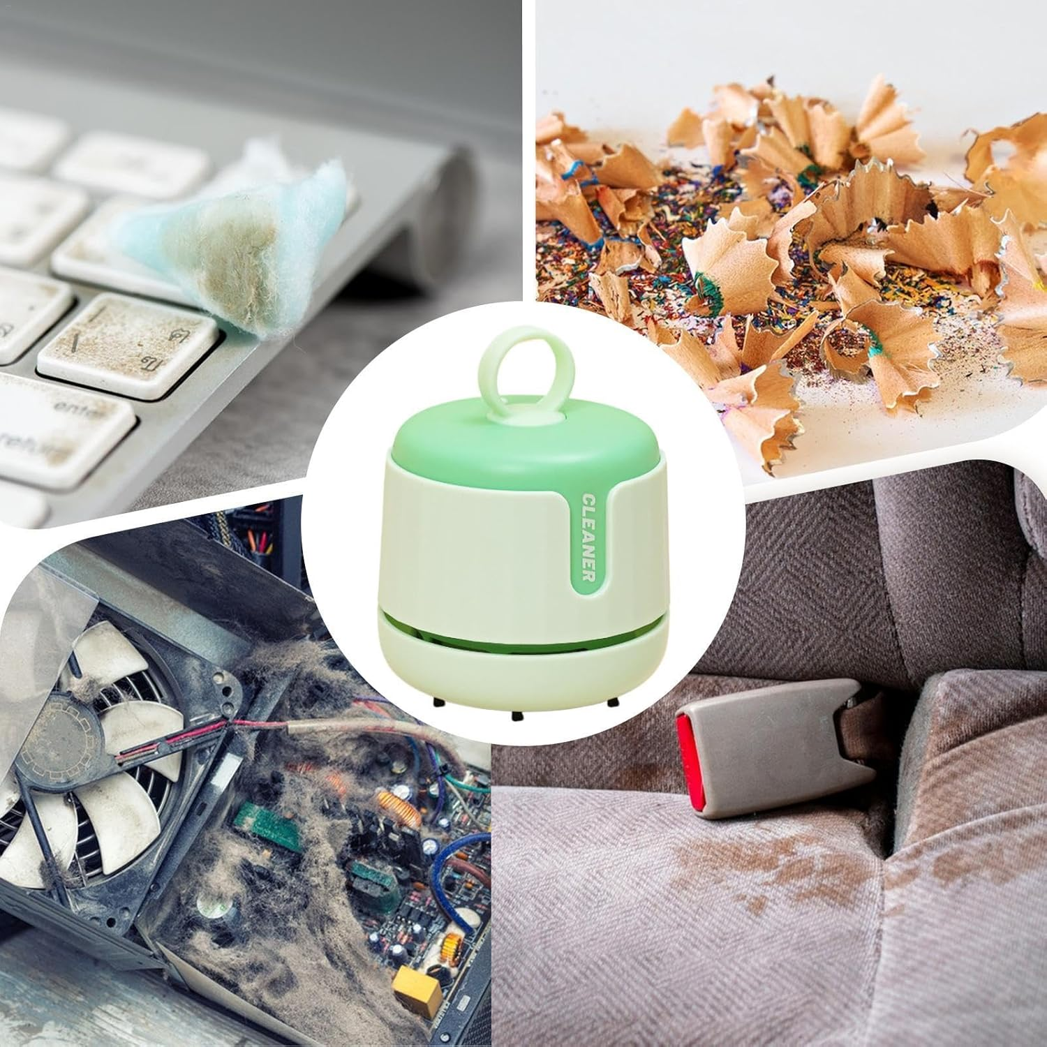 Dust Cleaner - Desktop Cleaners | USB Cleaner for Desks | USB Rechargeable Portable Dust Cleaner | 360 Degree Rotating Picking up Crumbs Cleaner with Soft Bristles for Study Room, Classroom image number 1