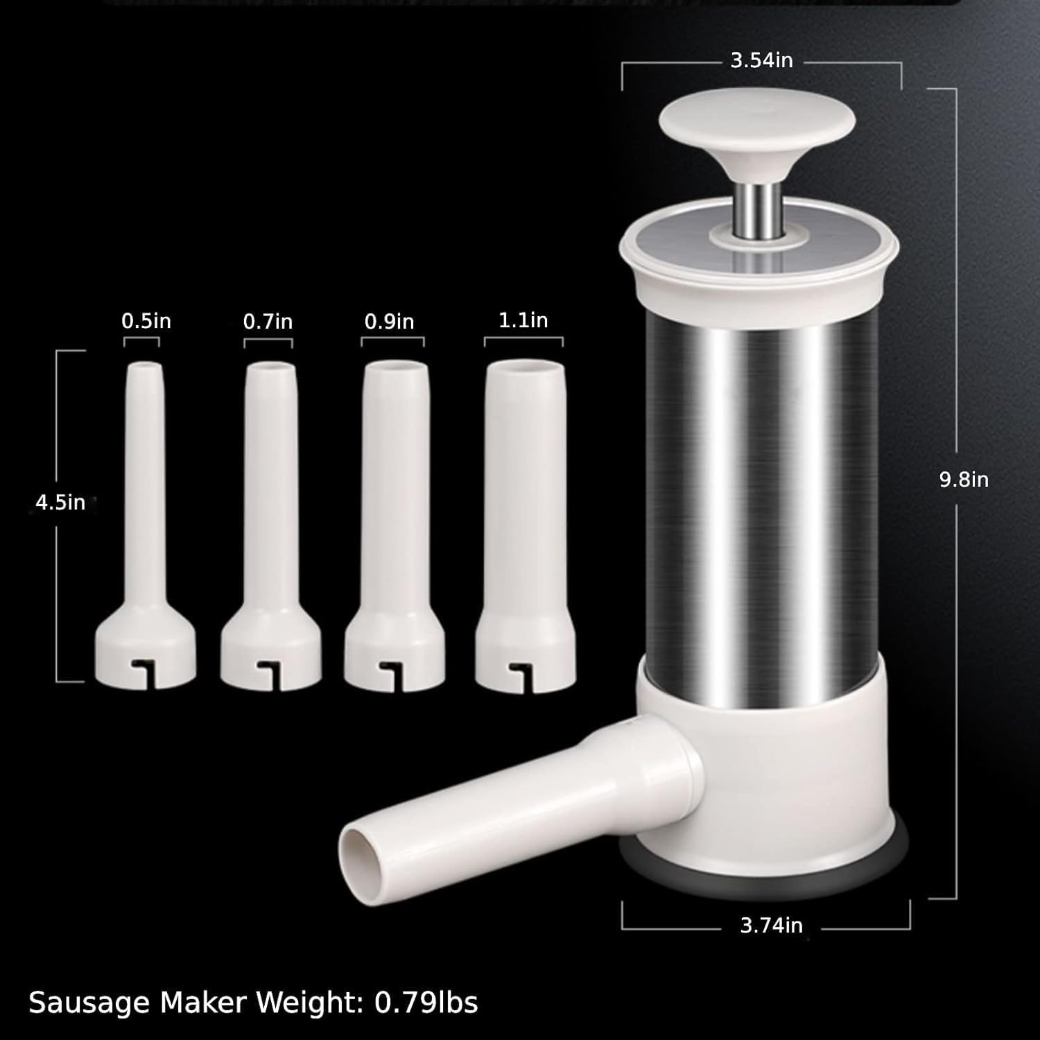 Sausage Stuffer Machine W/4 Stuffing Tubes, Meat Stuffer Sausage Filling, Homemade Manual Vertical Sausage Maker Tool Kit for Household Kitchen, 2.2 LBS Large Capacity image number 4