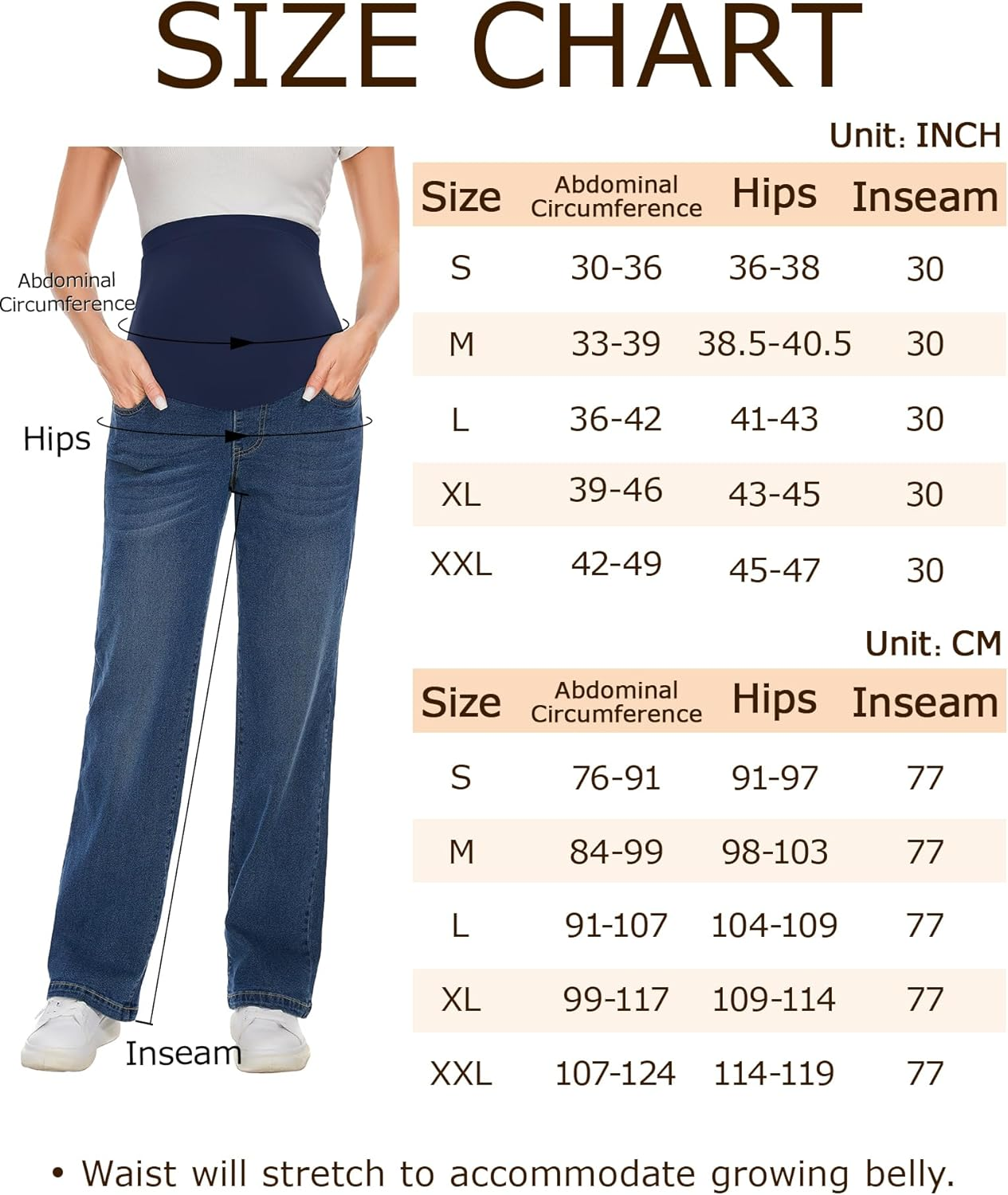 Fitglam Maternity Jeans Clothes for Women Fall Wide Leg Pregnancy High Waisted Loose Denim Work Pants over Belly image number 1