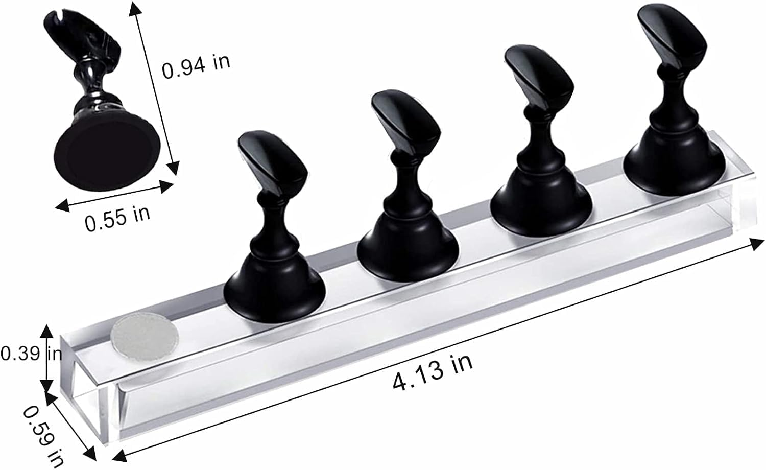 Acemedia 2 Sets Acrylic Nail Display Stand Nail Holder Magnetic Nail Practice Stand Fingernail DIY Nail Design Stand for False Nail Manicure Tool (Black)