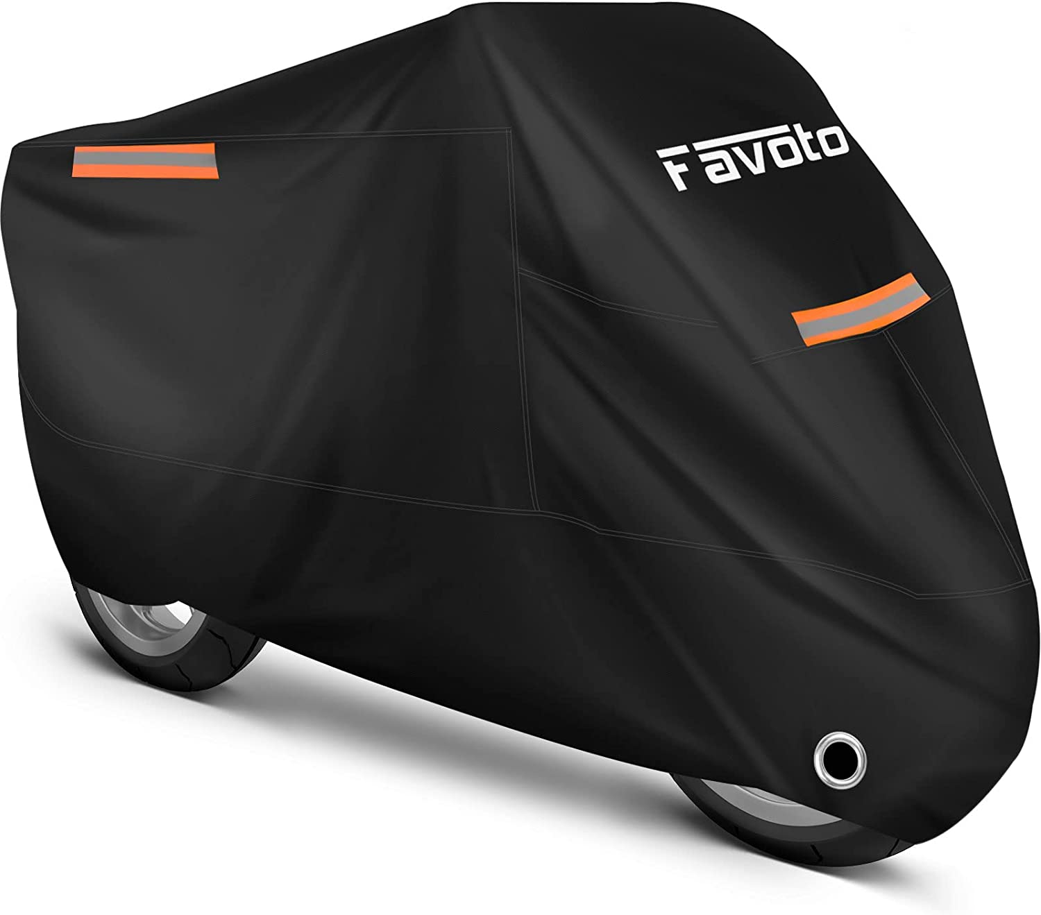 Favoto Waterproof Motorbike Cover Outdoor Motorcycle Cover 210T Oxford UV Scratch Heat-Resistant All Season Protection with Night Reflector Lock-Holes for Moped Cycle 295 X 105 X 125 Cm image number 4