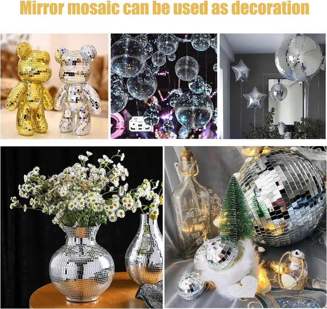 5400Pcs Self-Adhesive Mirror Tiles, Mini Square Mirrors Mosaic Tiles Sticker for Disco Ball, Art,Craft, Home Decoration (5X5Mm) image number 5