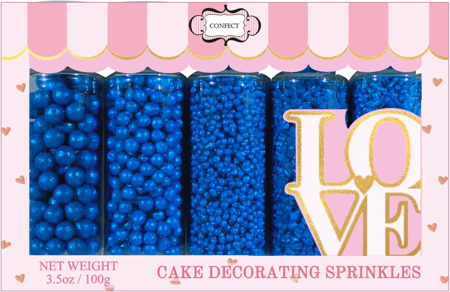 Confect Blue Sprinkles | Frozen Sprinkles | Sprinkles for Cakes & Cupcakes Decoration | Assorted Pack of 5 Backyard Gathering Sky Blue Pearl Sprinkles Mix Dragees, Jimmies & Sparkling Sugar - 3.5 Oz image number 5