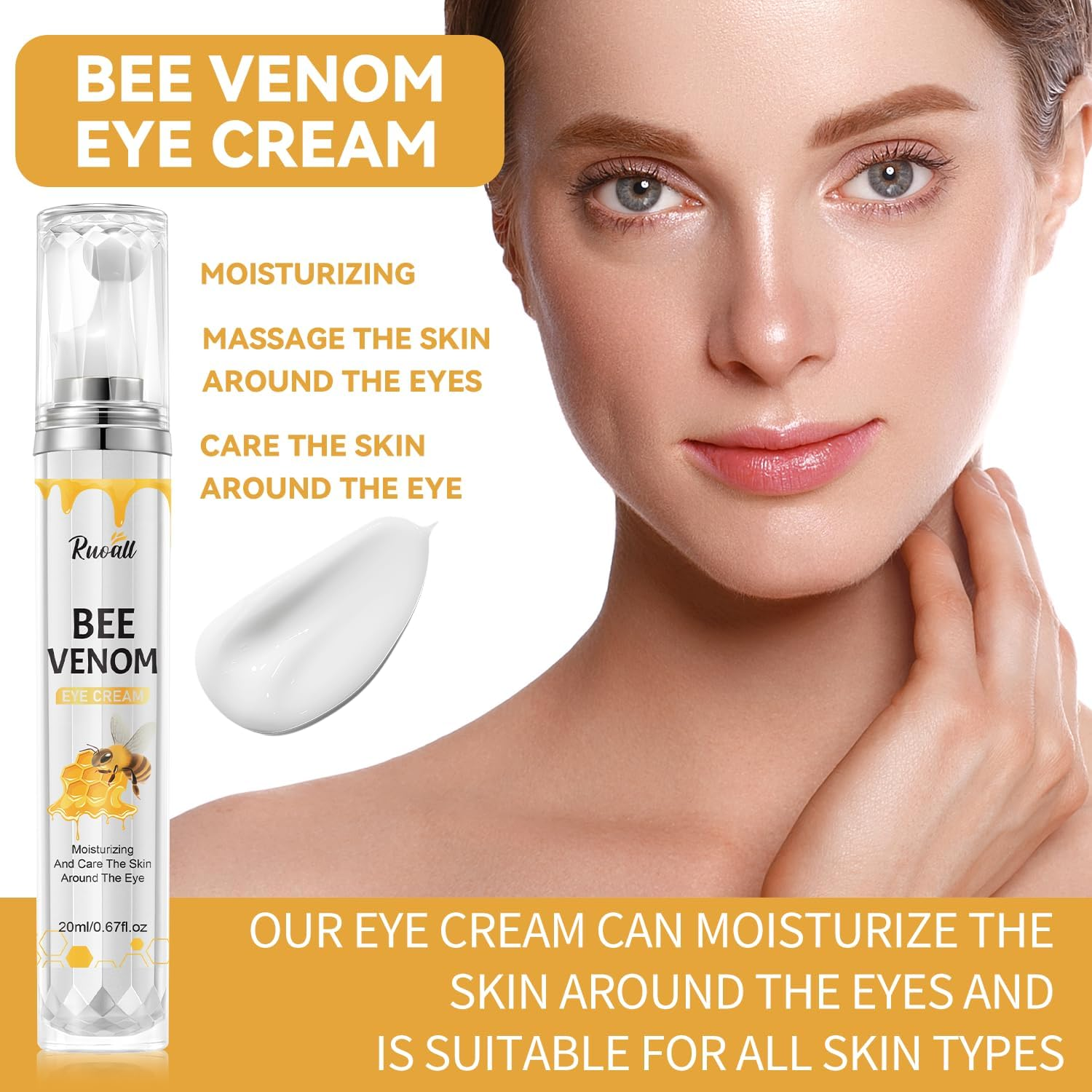 Bee Venom Eye Cream, Firming and Moisturising Eye Area Treatment - 20Ml image number 2