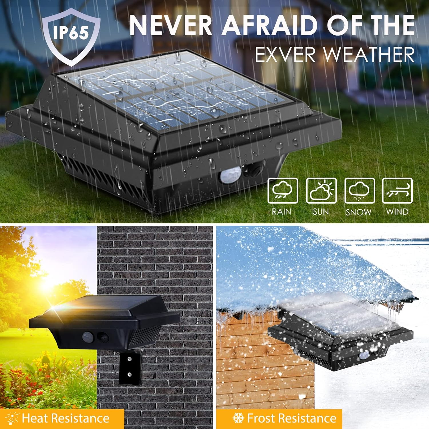 BILLION DUO Gutter Solar Light with Motion Sensor 40 Leds Solar Lights for Outdoor Use Black Garden Lighting Cool White Solar Light 3W PIR Security Wall Light Outdoor Lamp for Garage, Patio image number 3