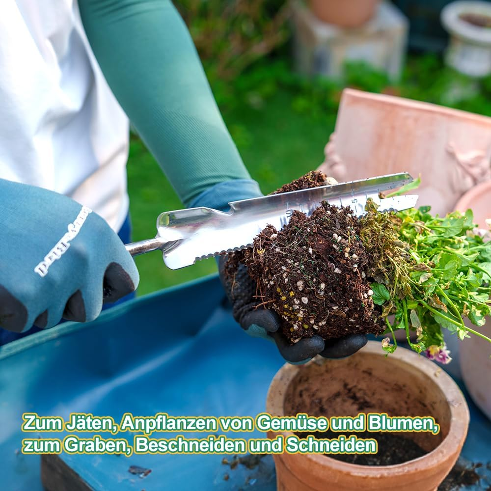 Berry&Bird Multifunctional Weeder 37.8 Cm, Weeder with Ash Handle, Stainless Steel Head with Measure, Hand Weeder for Garden, Grass and Soil, for Digging, Weeding, Loosening image number 4