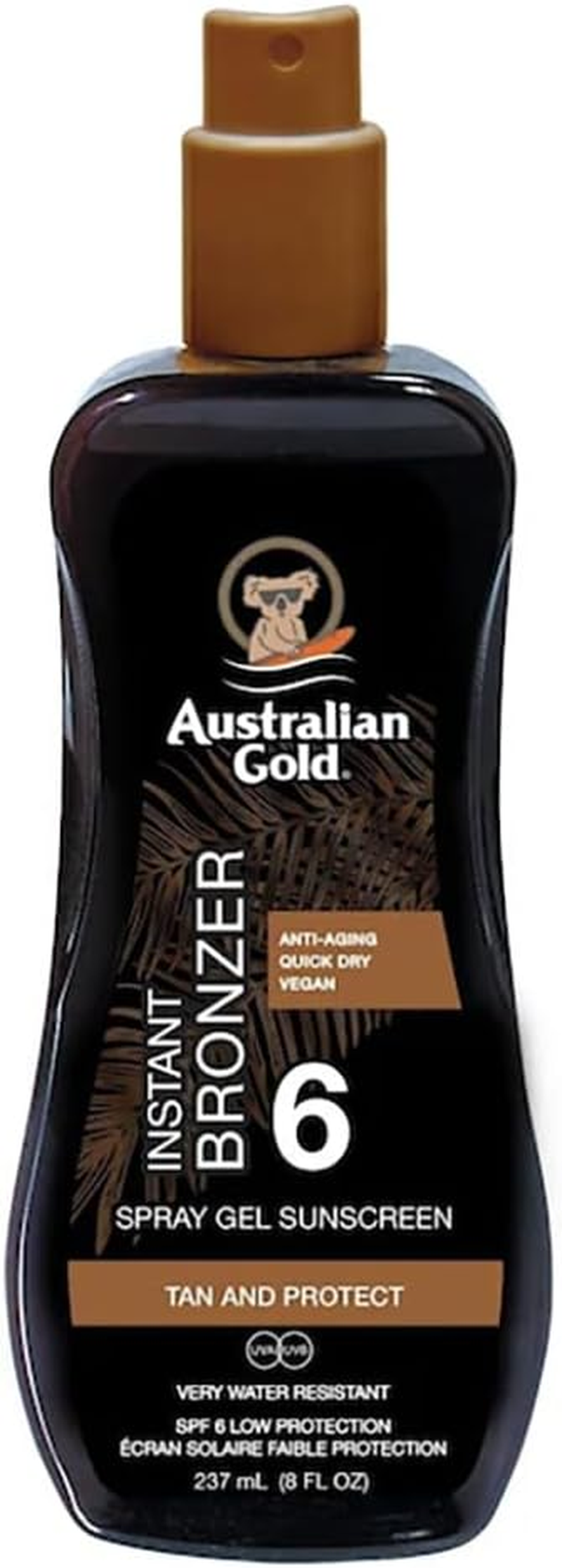 Australian Gold SPF6 Spray Gel with Instant Bronzer, 237 Milliliter