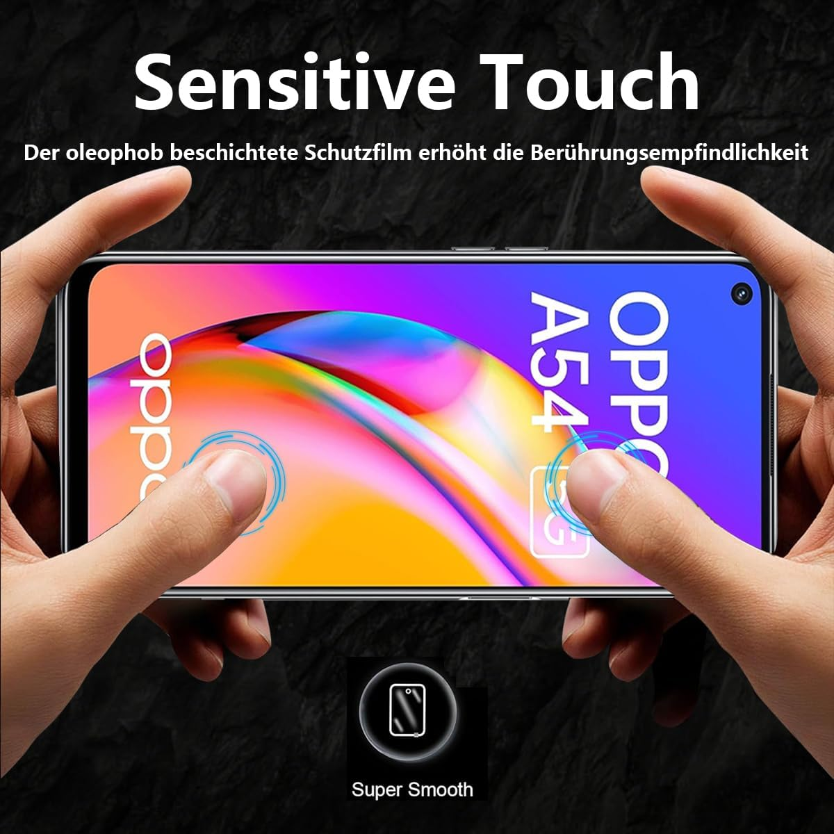 Gelaasso Pack of 2 Screen Protectors Compatible with Oppo A54 5G/A74 5G Tempered Glass Protection, 9H Hardness, Anti-Scratch, Anti-Spy Film, Privacy Screen Protector for Oppo A54 5G/A74 5G Privacy image number 2