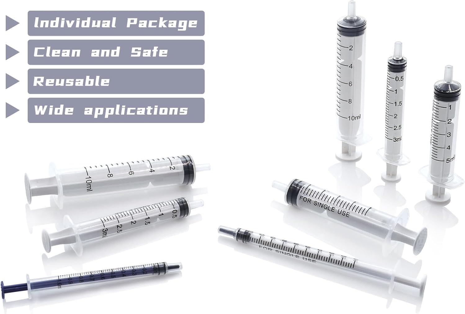 20 Pack 5Ml Syringe without Needle for Liquid Measurement Tools Individually Sealed Package for Scientific Labs,Feeding Small Animals,Watering,Dispensing,Applicator (5Ml, 20Pcs) - 3Ml image number 5