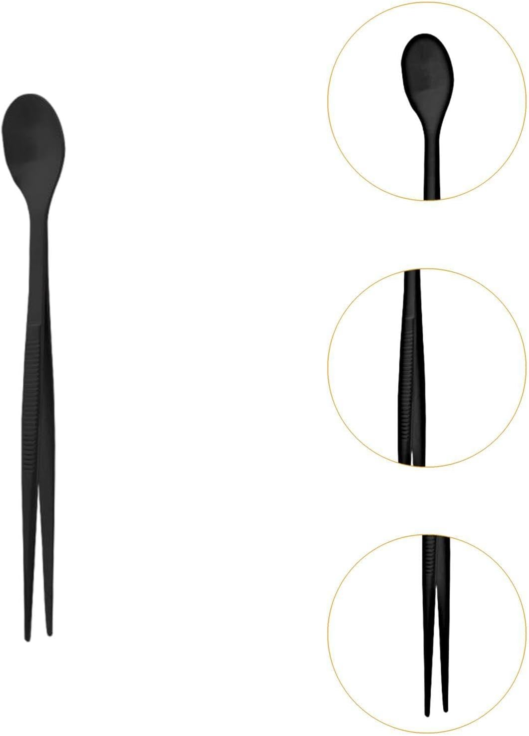 Fenteer 2In1 Spoon Tweezer Kitchen Tool Portable Serving Utensil for Family Gatherings, Black - Multicolor image number 4