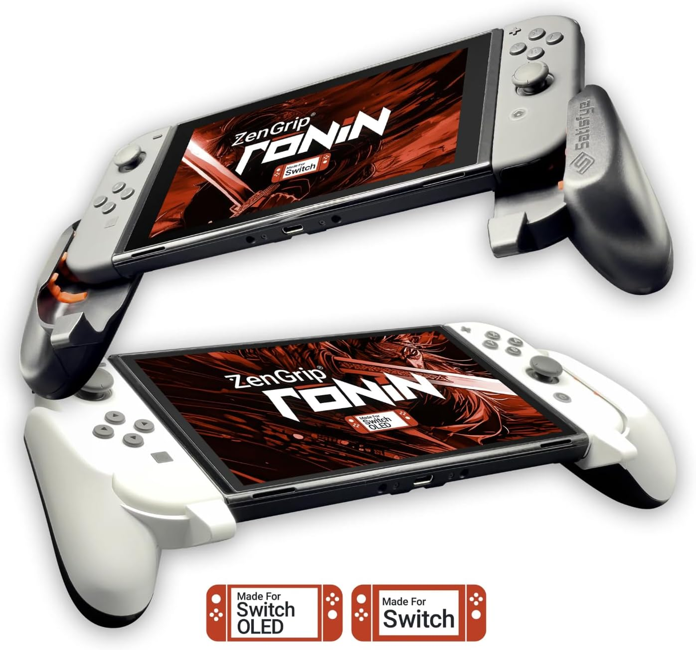Satisfye - Zengrip Ronin White Grip, a Dockable Switch Grip Compatible with Nintendo Switch - Comfortable & Ergonomic Grip, Joy Con & Switch Control. #1 Switch Accessories Designed for Gamers (White) image number 2