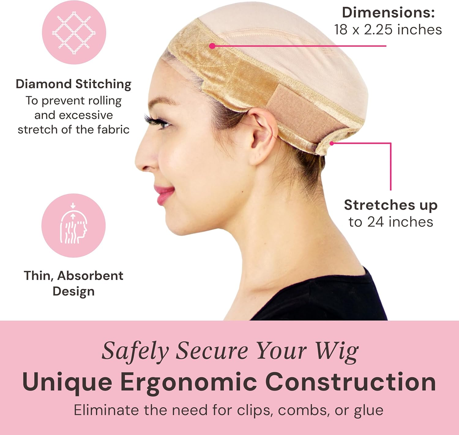 Milano Collection Lace Gripcap 2-In-1 Lace Wig Grip Band plus Wig Cap for Lace Wigs and Frontals with Reinforced Swiss Lace by HAIRLINE and PART for Seamless Transition (Patent Pending)- Nude - Chocolate Brown, 1 Pack image number 2