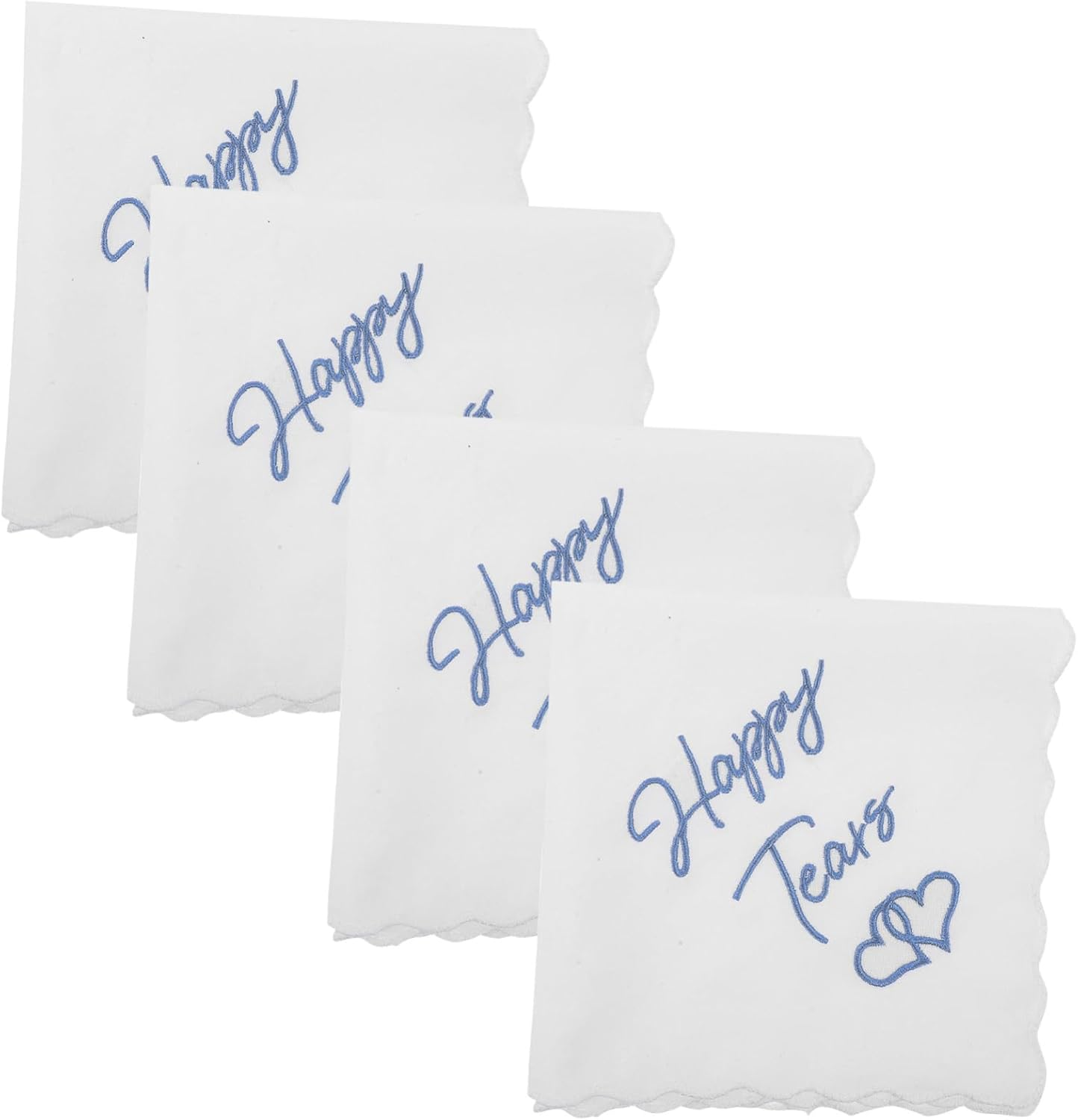 FOMIYES 4Pcs Wedding Handkerchief Happy Tears Embroidered Blue Handkerchiefs Mothers Bride Groom Mother Present Elegant Wedding Accessory image number 4