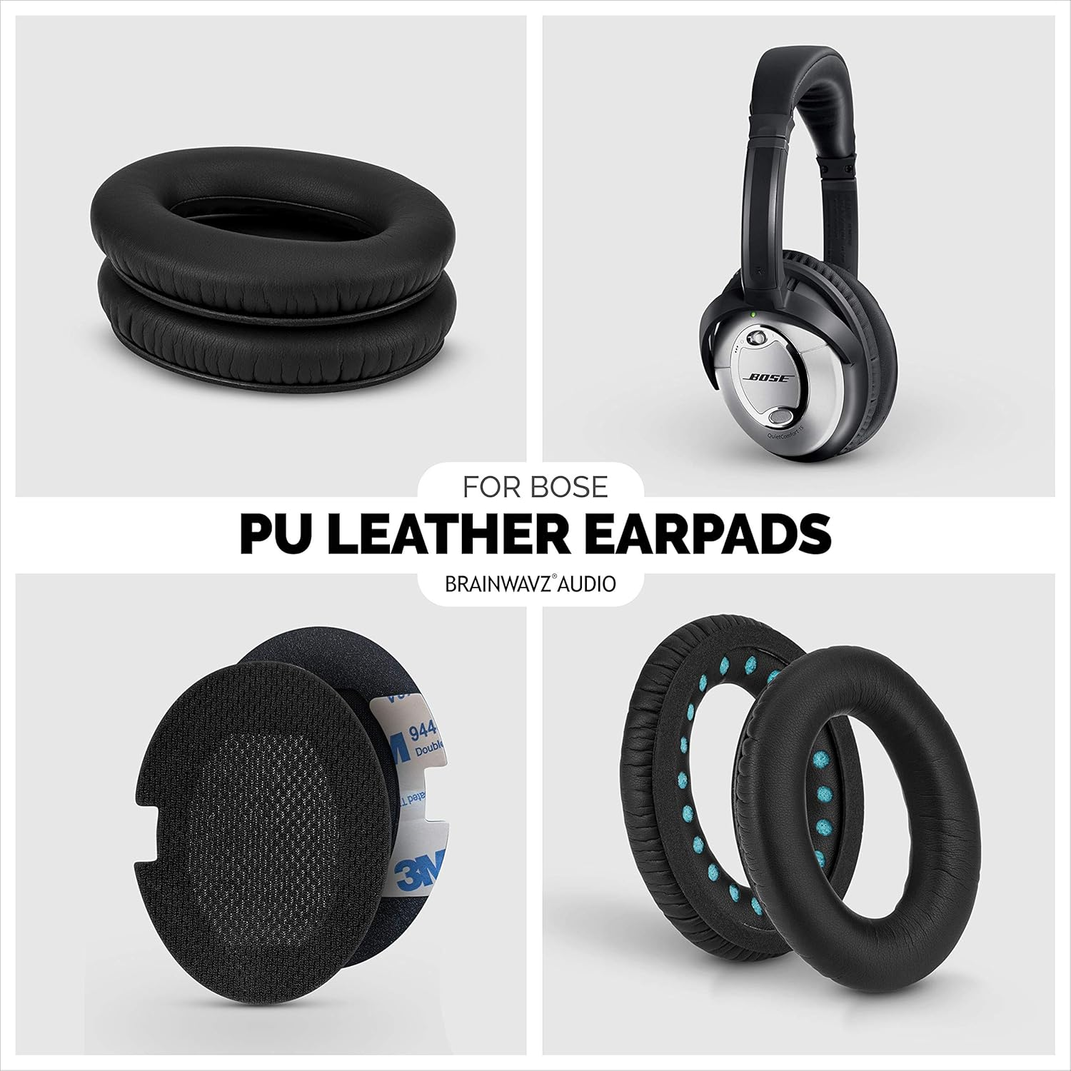 Replacement Earpads for Bose QC15 Headphones, Upgraded Quality W/Real Memory Foam, High Grade Replacement Ear Pad Material, Also Fits Quietcomfort 15 2 Ae2 Ae2I Ae2W, by Brainwavz - Qc35 image number 4