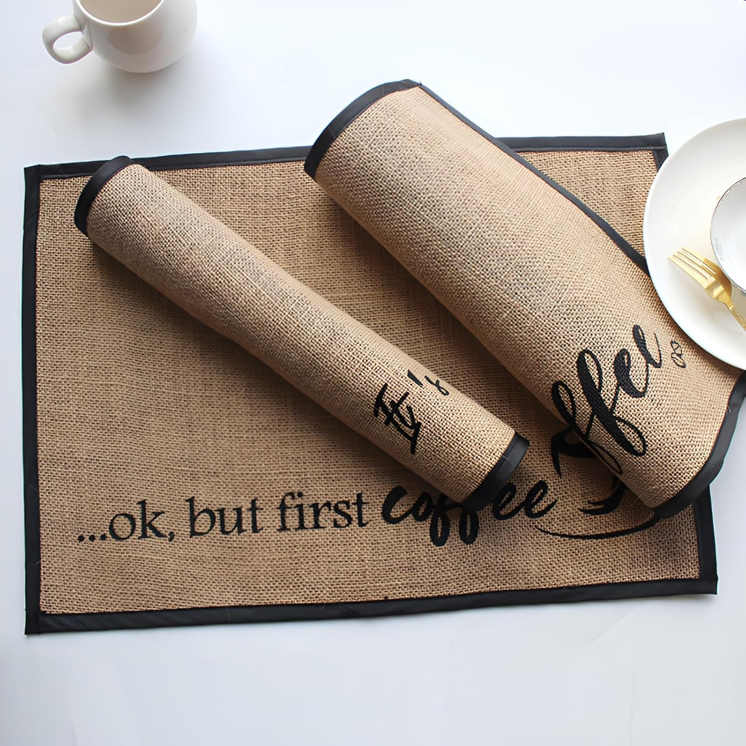 ZGWANSUI 50 X 35.5 Cm Coffee Bar Mat, Large Coffee Mat for Countertop Kitchen Counter, Retro Coffee Pot Table Mat for Coffee Station Maker, Espresso Machine Tea Pad Placemat Bar Accessories, B image number 4