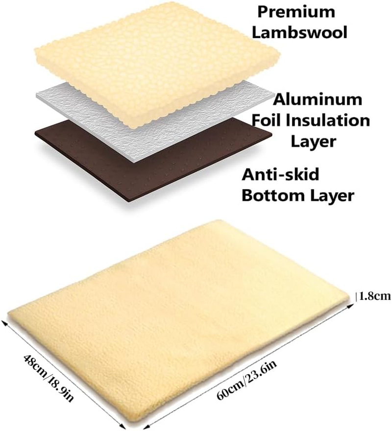 Self-Warming Cat Dog Bed 60&times;48Cm &ndash; Self-Heating Thermal Pet Mat with Aluminium Core & Soft Removable Cover &ndash; No Electricity Needed &ndash; Washable, Non-Slip Winter Pad for Small Pets &ndash; Paw Print