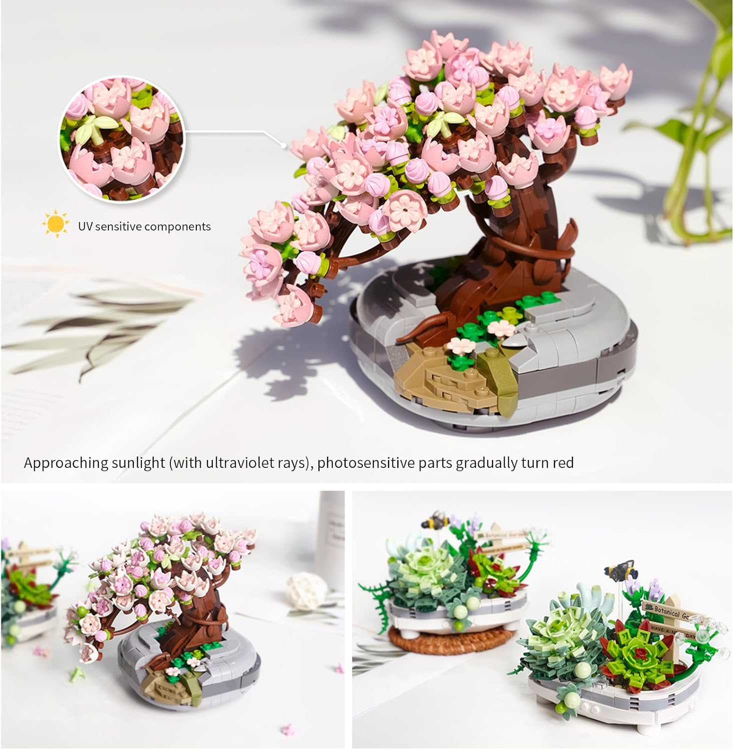 Cherry Blossom Bonsai Tree Building Set &ndash; 426Pcs Botanical Mini Model Kit, Flowers Sakura Botanical Mini Building Kit, Collection Toys Gifts image number 6