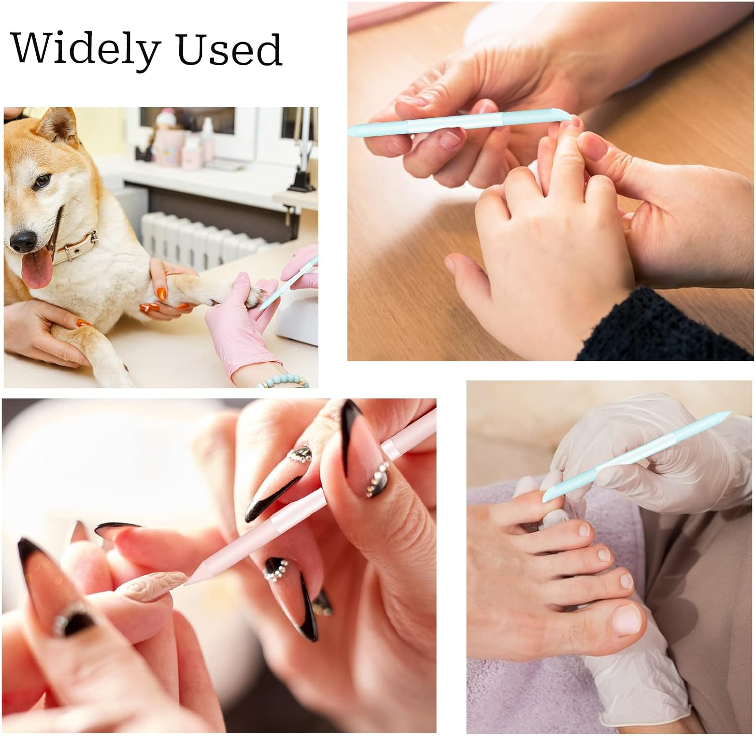 Pack of 2 round Nail File Glass Cuticle Pusher Cuticle Remover Tool Double-Sided Cuticle Trimmer Professional Manicure Stick (Blue, Pink)