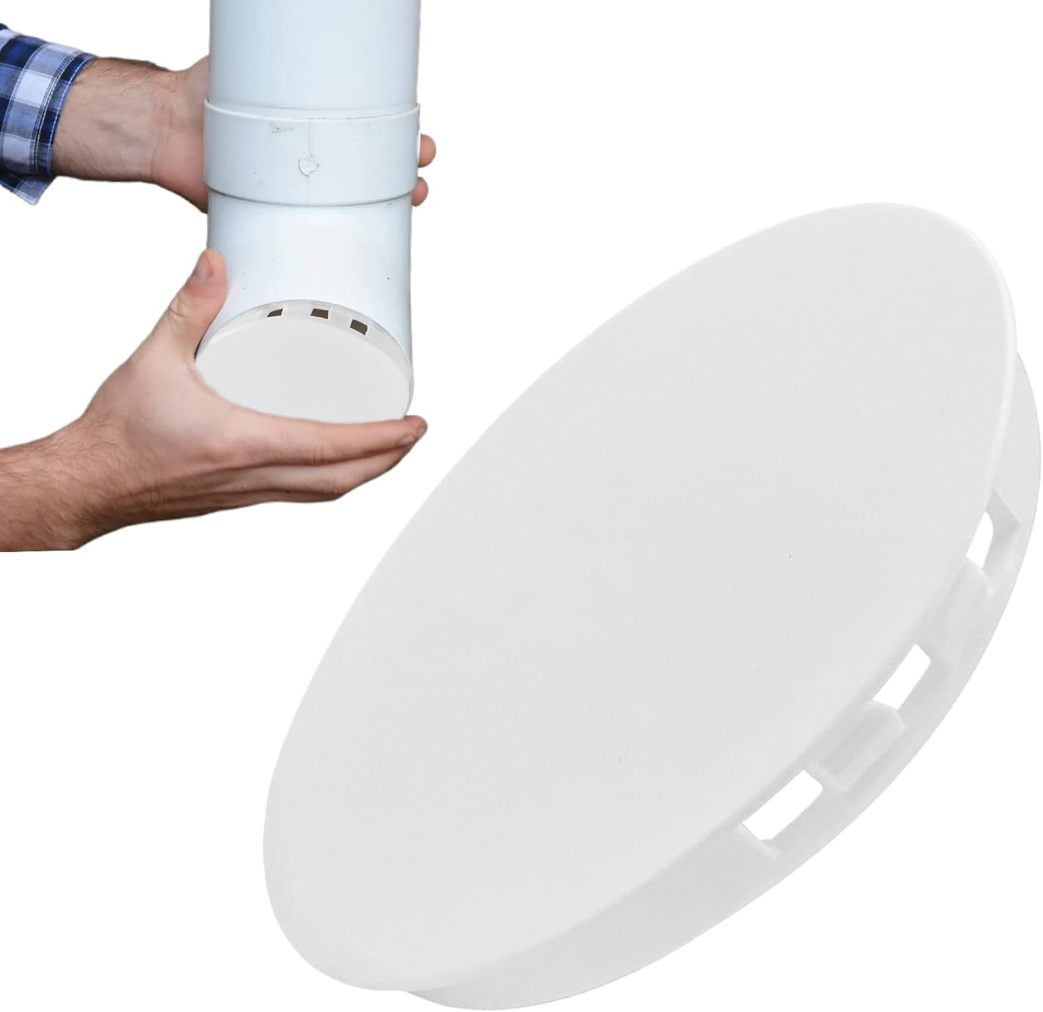 Ventilation Pipe Cover 100 Mm, Ventilation Pipe Cover for Sleeve Plugs, Spring Cover 100 Mm, PVC Pipe Cover, Spring Cover, Cover Cap, Ventilation Pipe End Cap, Uv-Resistant Asa Plastic (White