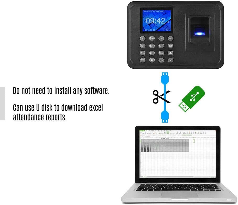 Biometric Fingerprint Password Attendance Machine Employee Check-In Time Clock image number 4